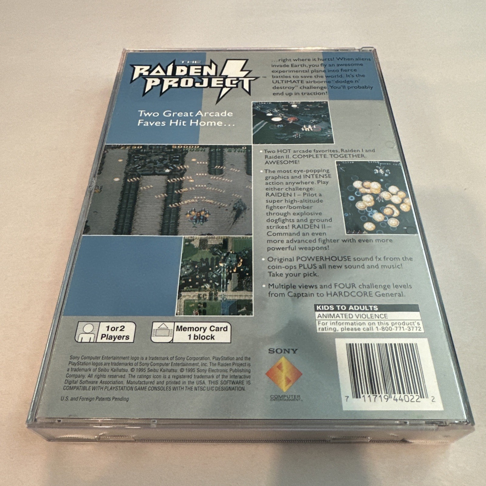 The Raiden Project Long Box PlayStation 1, PS1 Complete CIB + Registration Card
