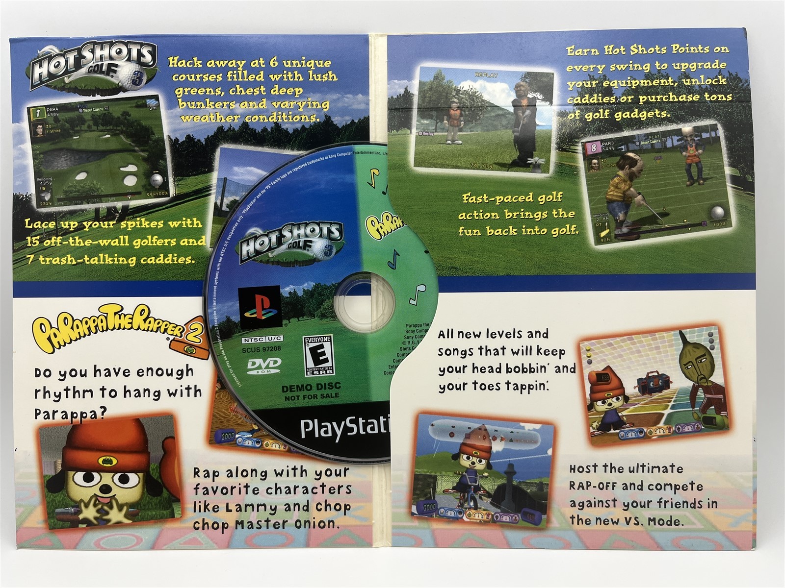 Parappa the Rapper 2 & Hot Shots Golf 3 Double Demo Disc PlayStation 2 PS2 Rare