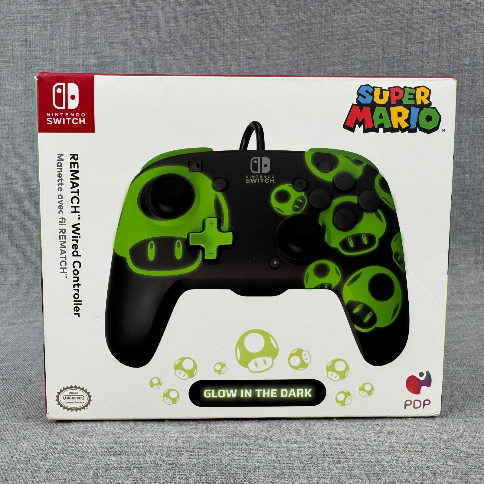 PDP Nintendo Switch Super Mario 1-Up Glow REMATCH Wired Controller Open Box