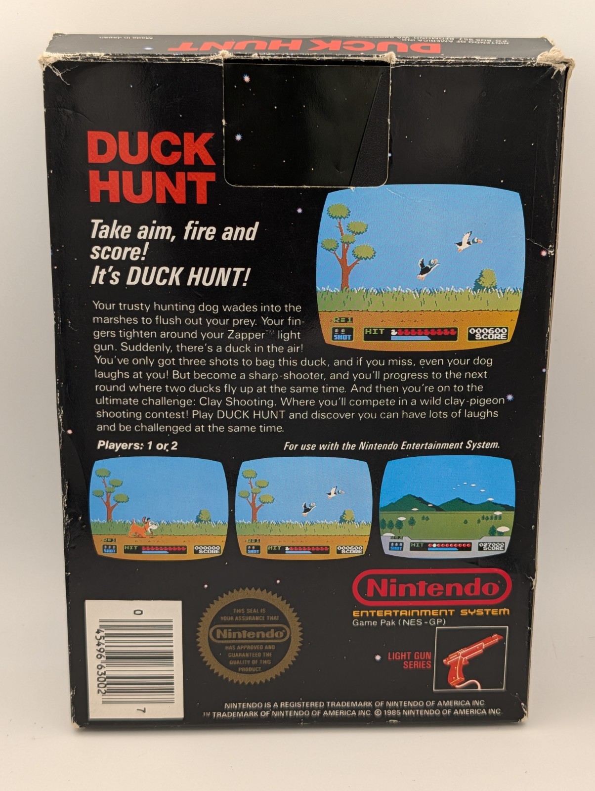Duck Hunt – Nintendo NES, Complete In Box, 5 Screw, Hang Tab, OEM Mint Cartridge
