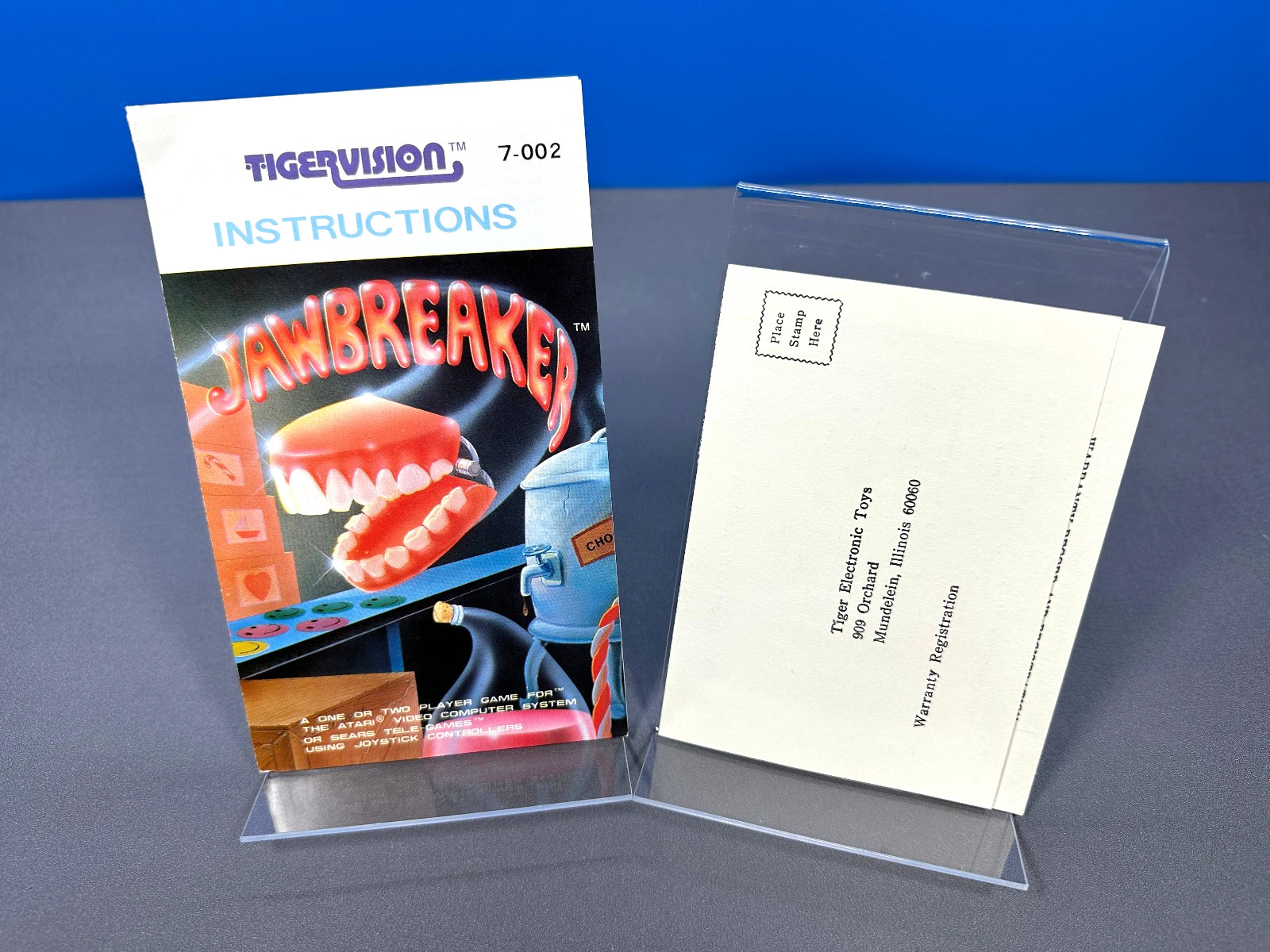 ATARI 2600 JAWBREAKER JAW BREAKER MANUAL + WARRANTY REGISTRATION CARD ONLY