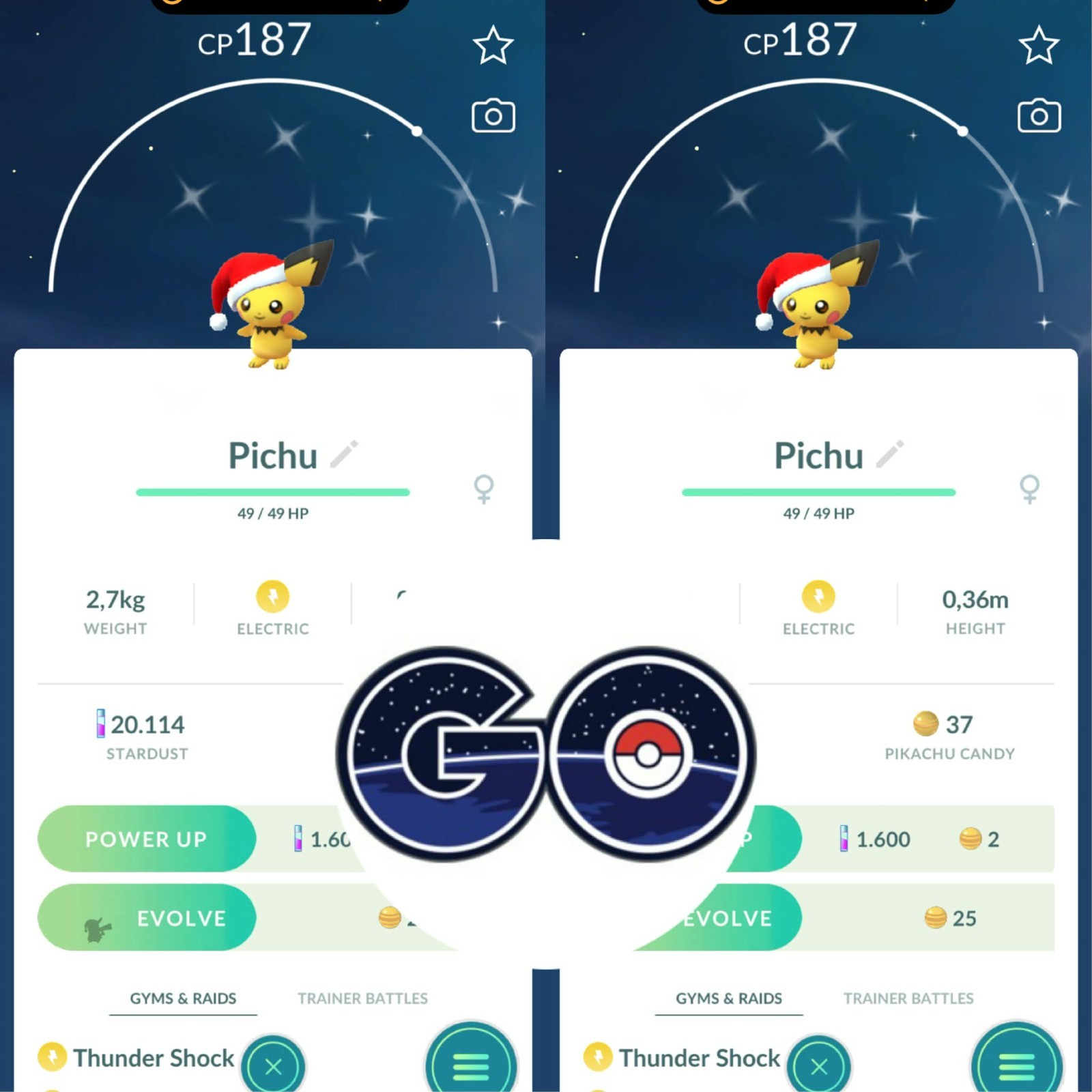Pokémon Go – Shiny Pichu Santa Hat Costume – Mini PTC or TRADE