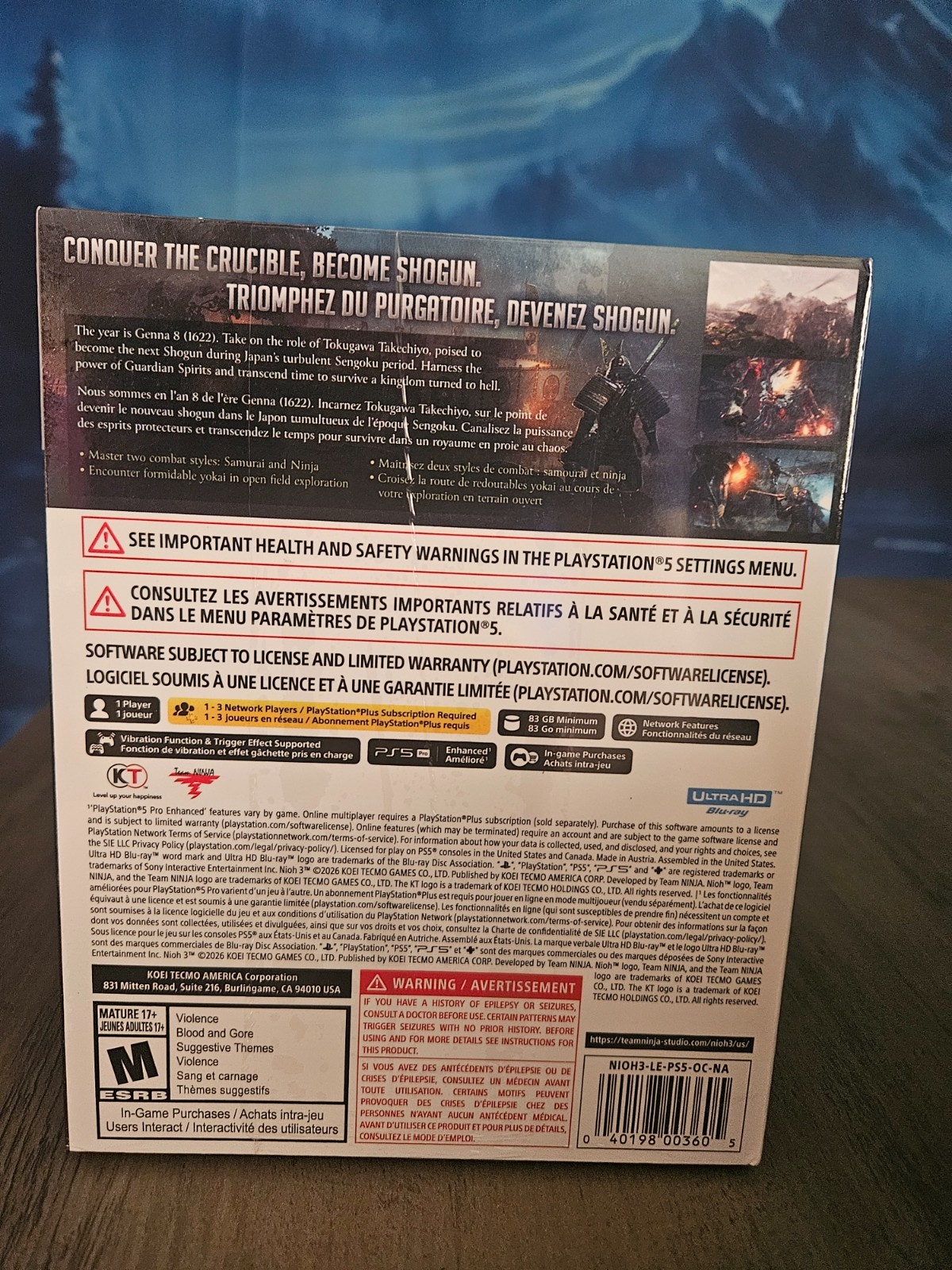 Nioh 3 SteelBook Launch Edition PlayStation 5 PS5 Brand New Sealed