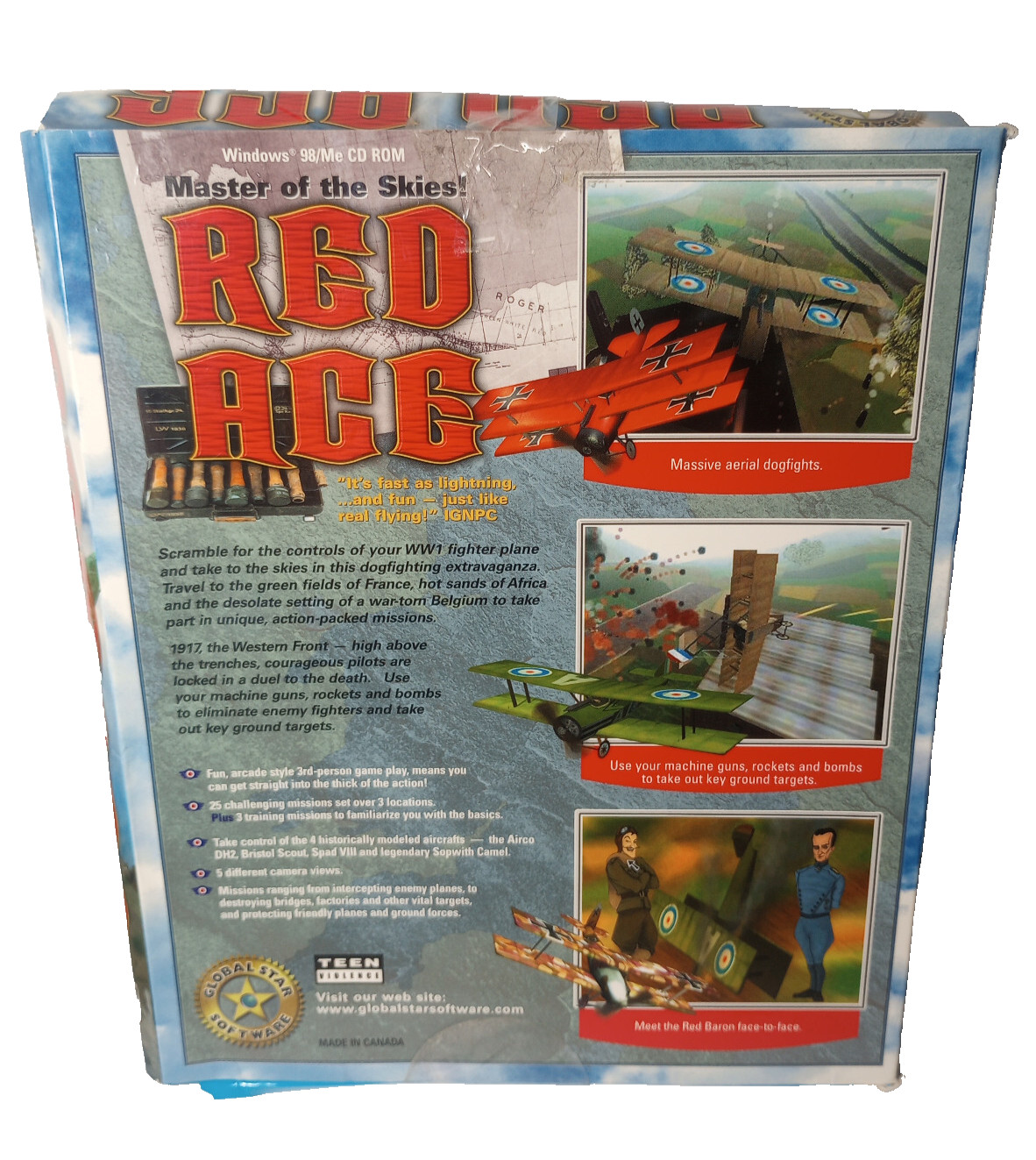 Red Ace (PC, 2001) Global Star Software Flying Combat PC Game BIG BOX BRAND NEW
