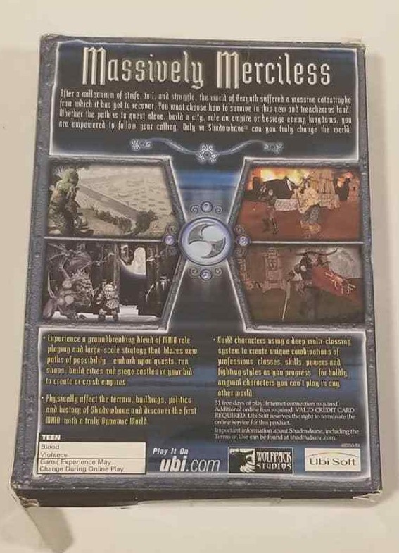 Shadowbane Windows Mac 2003 Wolfpack Studios RPG Ubi Soft Rated Teen PC Game