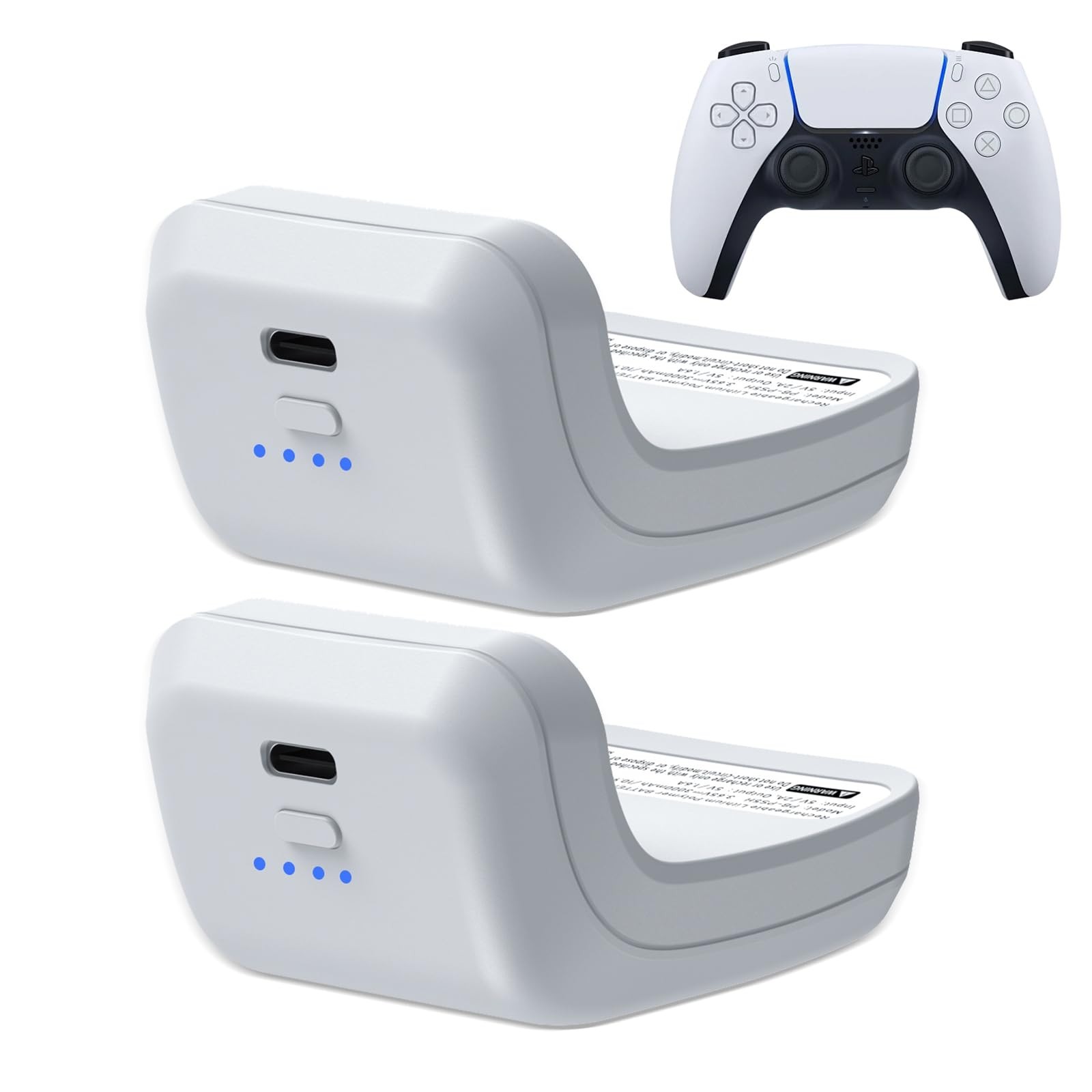 2X 3000mAh PS5 Controller Battery Pack – External Replacement & USB-C Charger