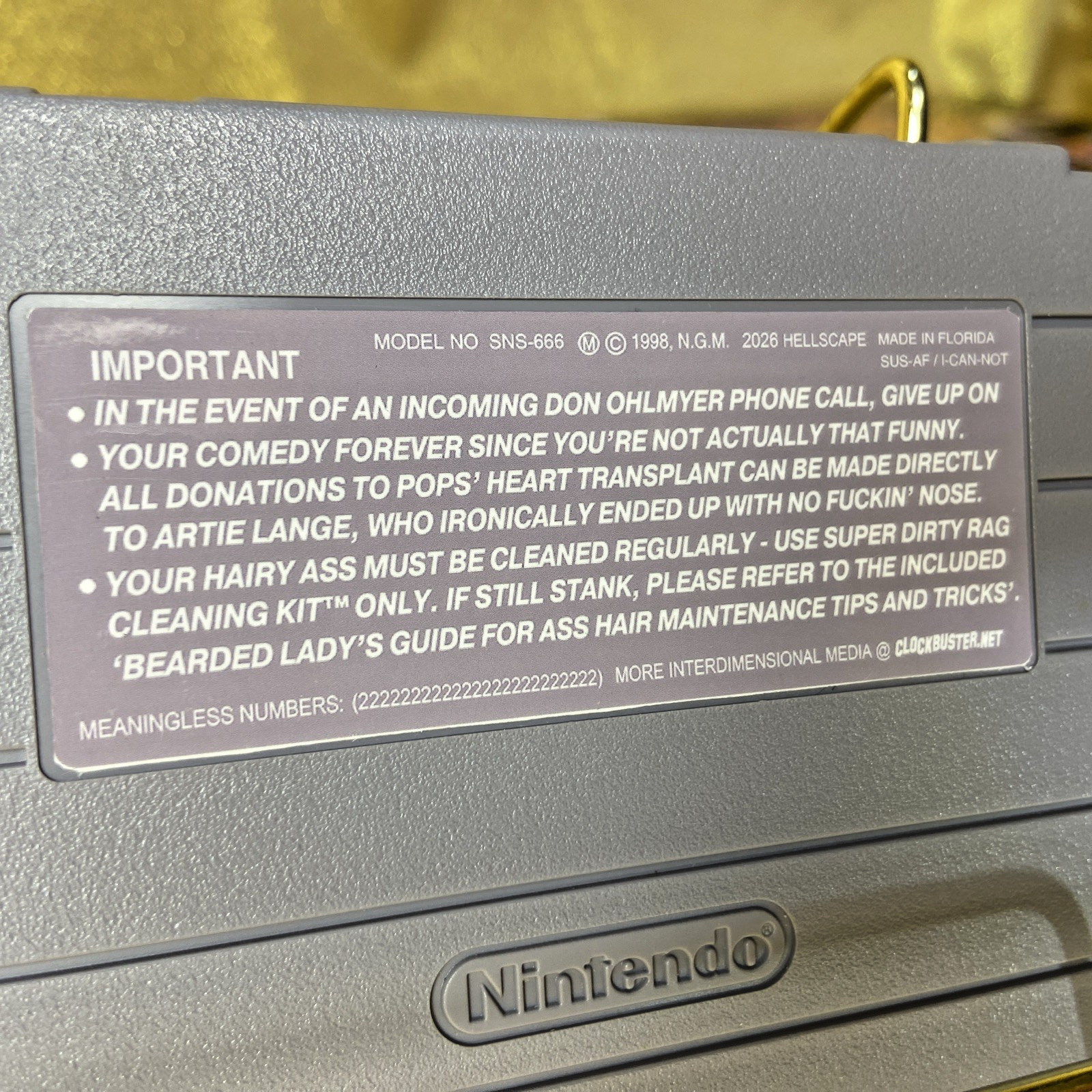 Dirty Work For Super Nintendo / SNES Norm MacDonald Collectible Retro Gift