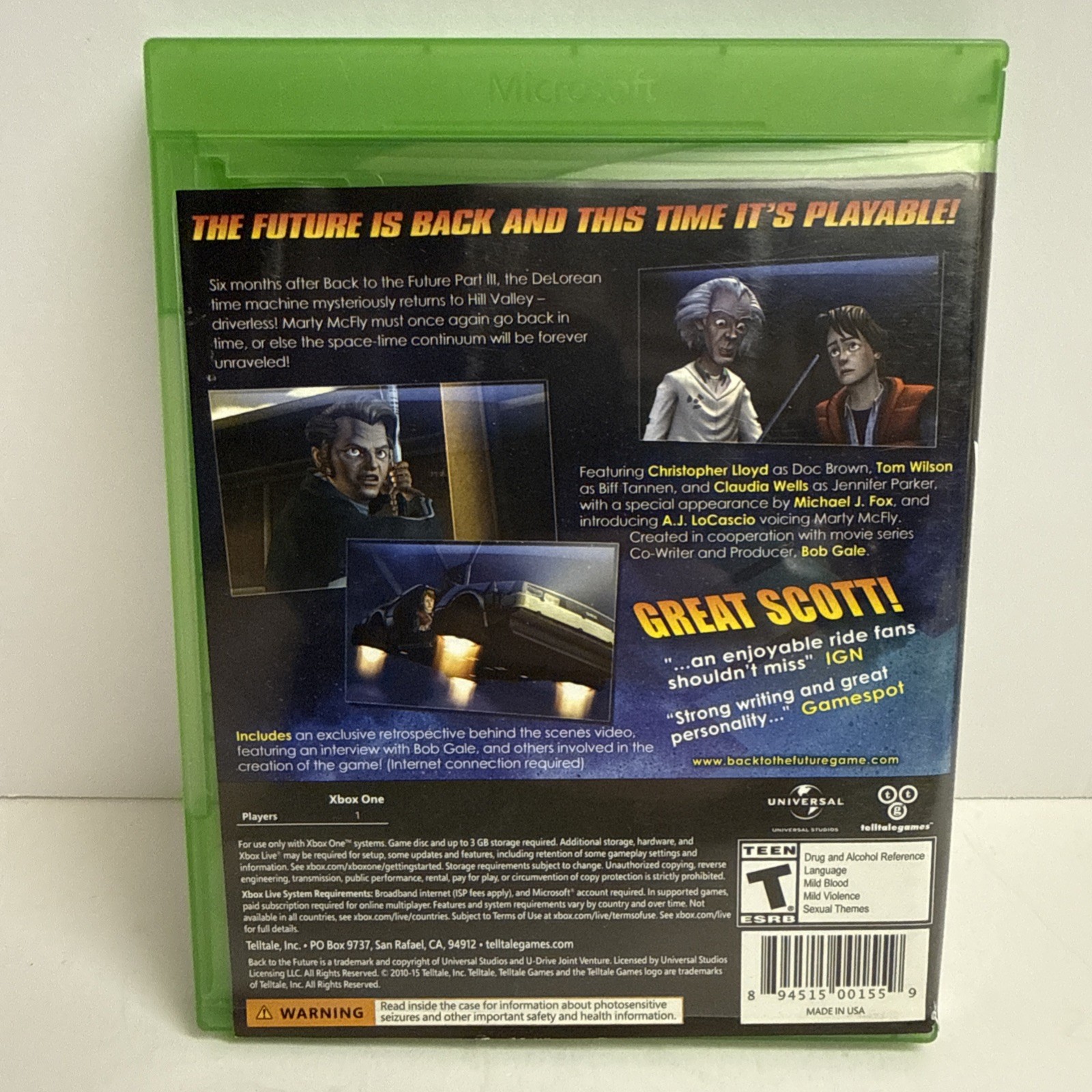 Back to the Future The Game – 30th Anniversary Edition – Microsoft Xbox One – NM
