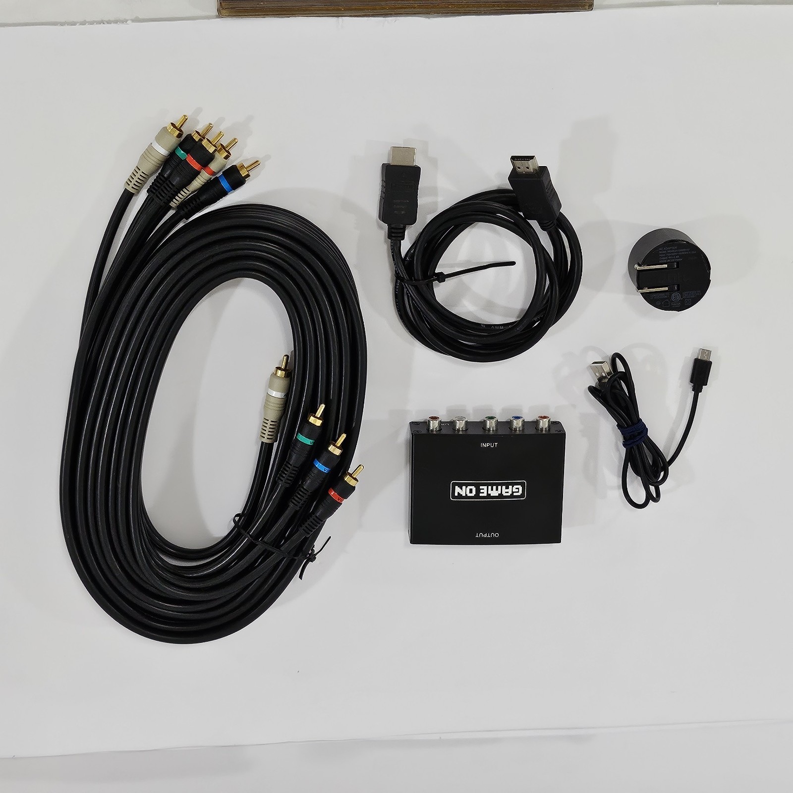 Game On Component to HDMI Converter + RCA Cables Lot Retro Gaming PS2 Wii Xbox