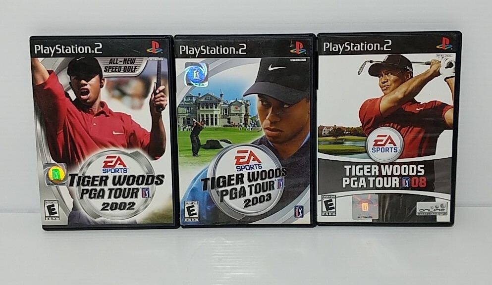 PS2 Playstation 2 Tiger Woods PGA Tour Lot of 3 2002 2003 2008 Video Games