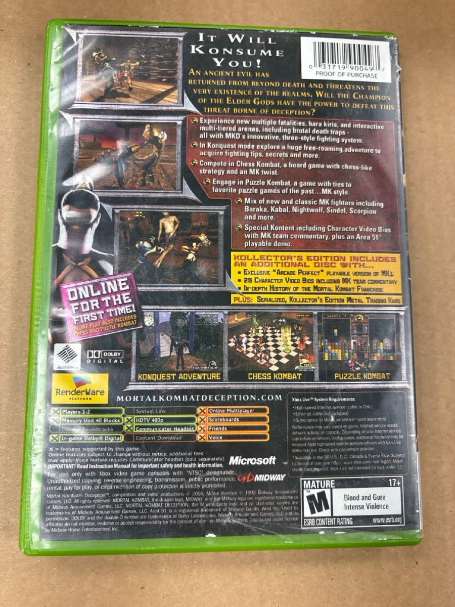 Mortal Kombat Deception Microsoft XBox Game CIB (QUC027651)