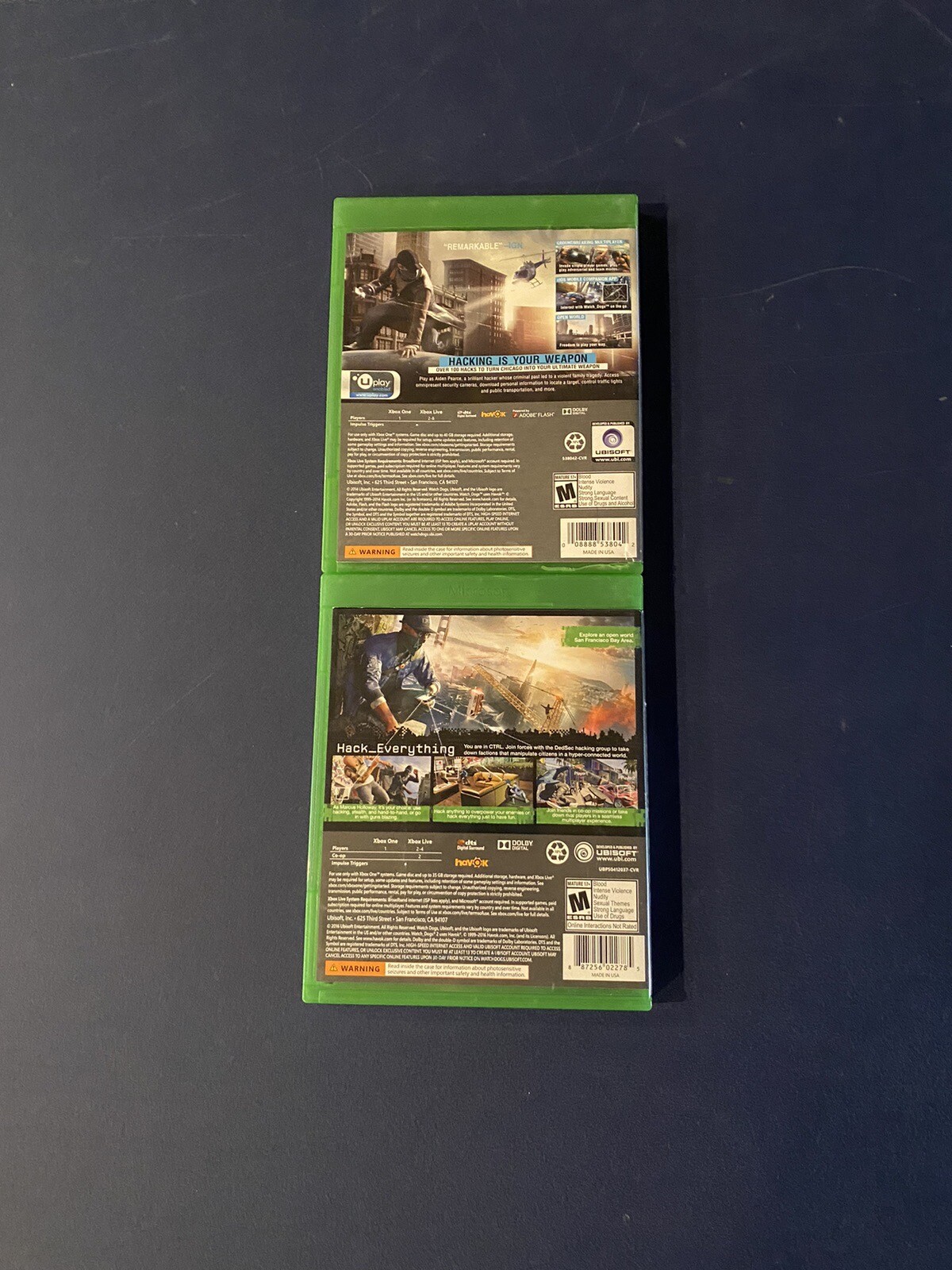 Watch Dogs 1 & 2 Lot Of 2 (Microsoft Xbox One, 2014) Tested Working Clean Discs