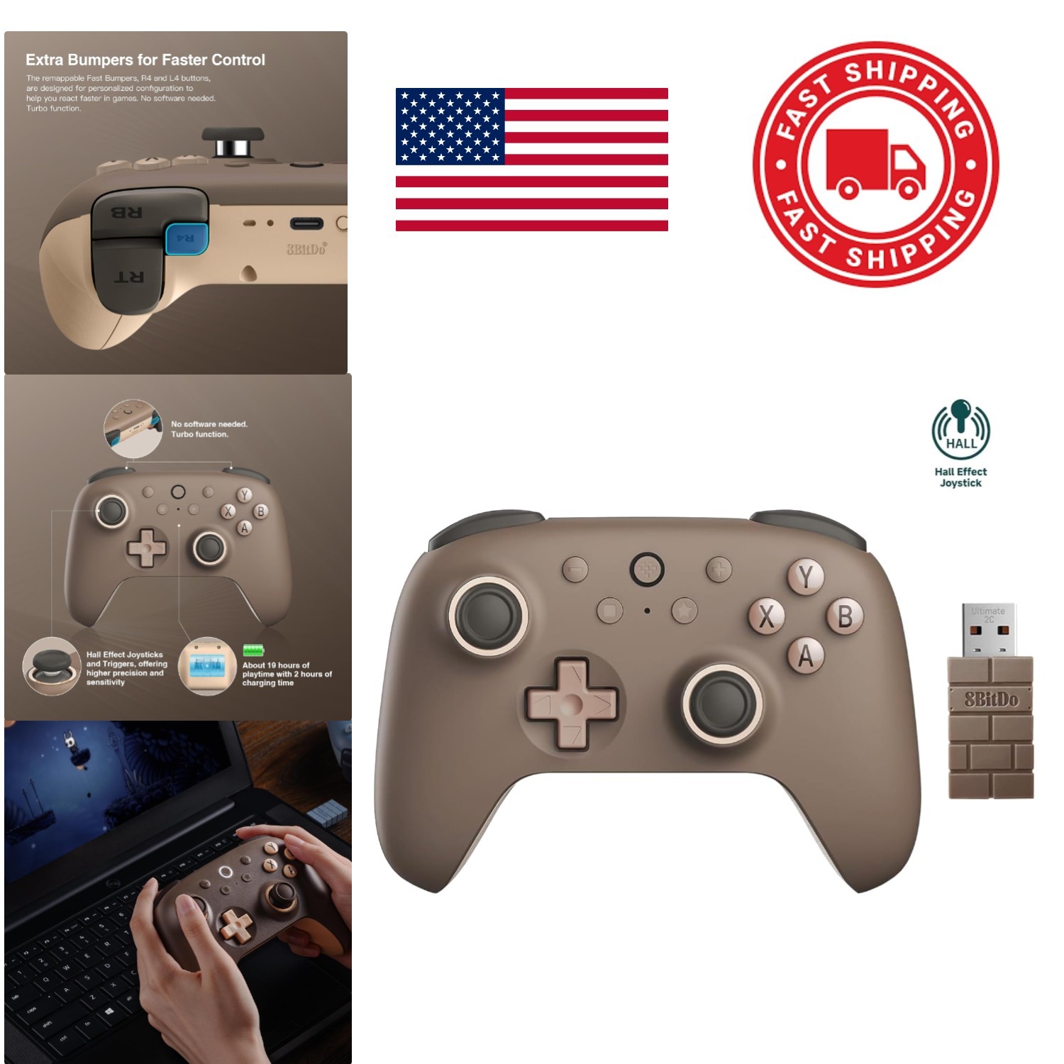 Bluetooth Game Controller for Android Windows with 12 Buttons and Custom Config