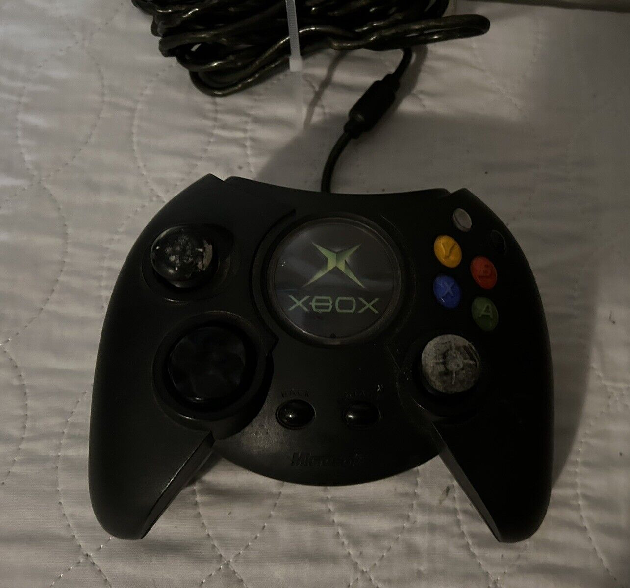 Original Black Xbox Controller S Type With Breakaway Cable and Adapter