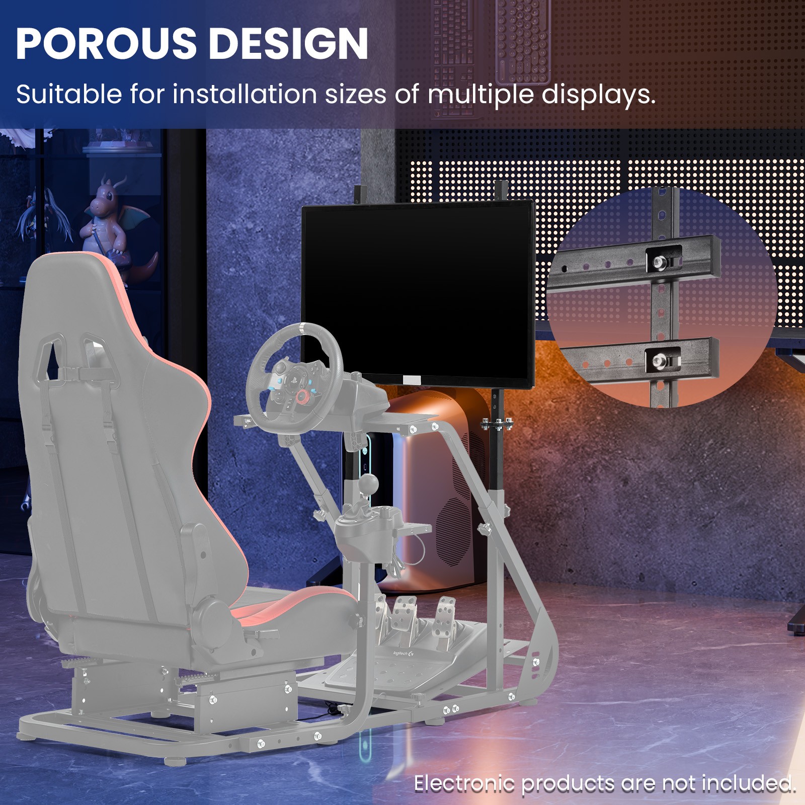 Minneer Racing Simulator Monitor Stand For Sim Racing Cockpit TV Mount Stand