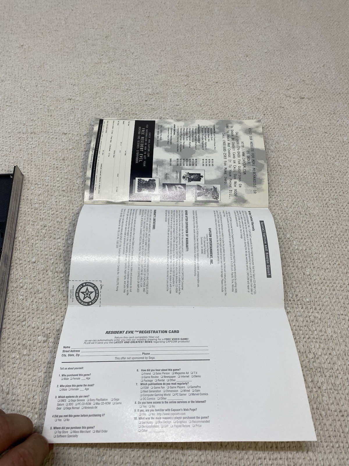 Resident Evil (Sega Saturn, 1997) CIB Complete W/ Manual & Registration Card