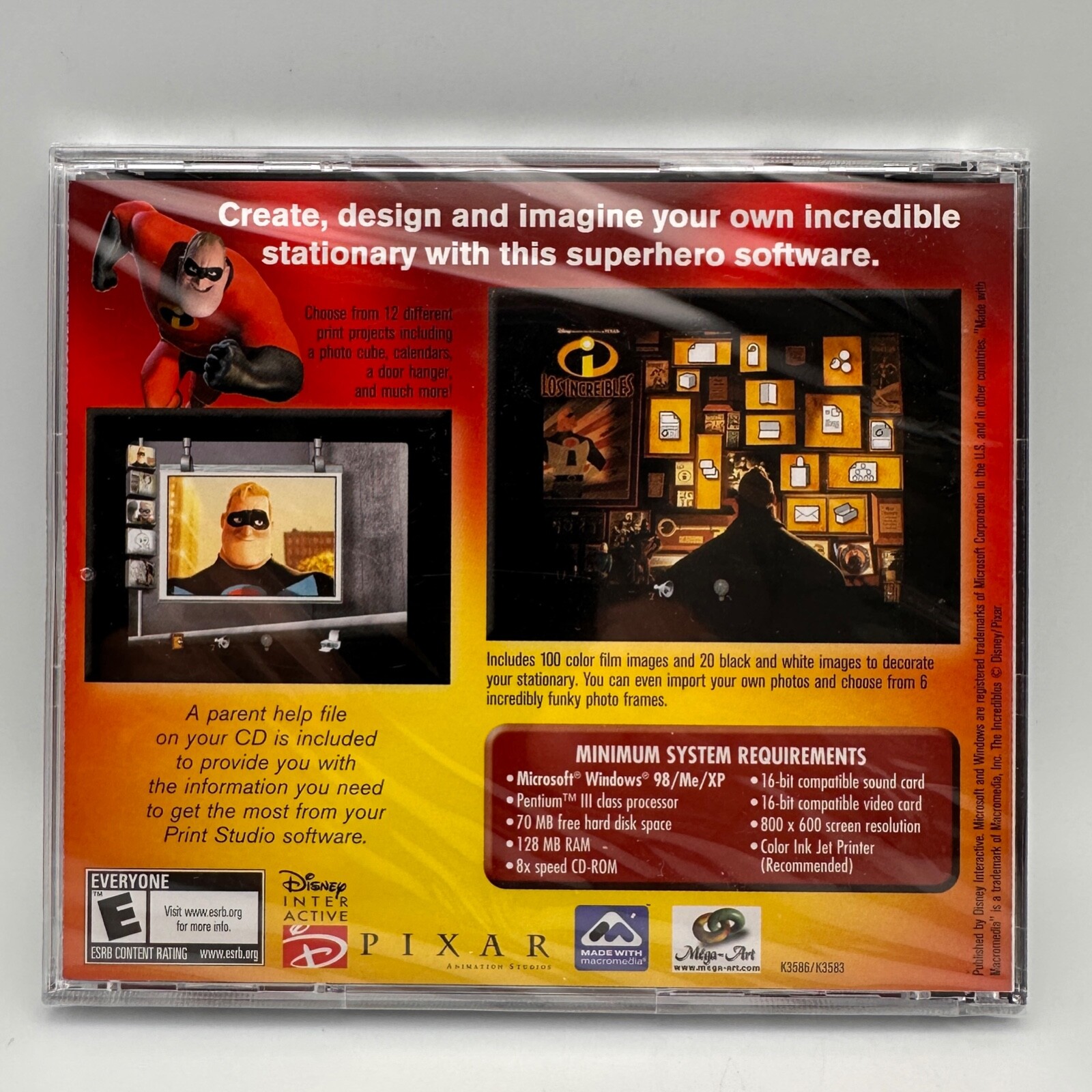 The Incredibles PC CD-ROM New Print Studio Disney Pixar Windows 98/Me/XP Game