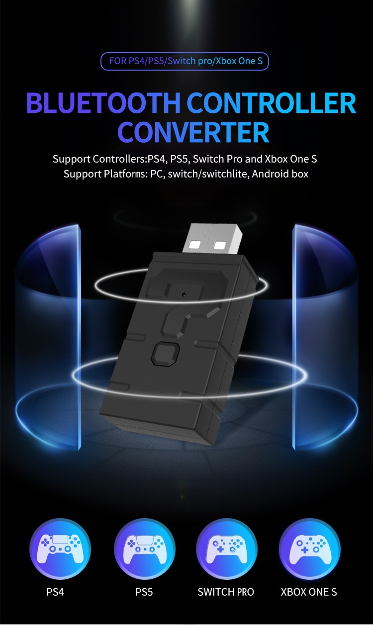 Honson Wireless USB Bluetooth Controller Adapter for Nintendo, PS5, PS4, Xbox