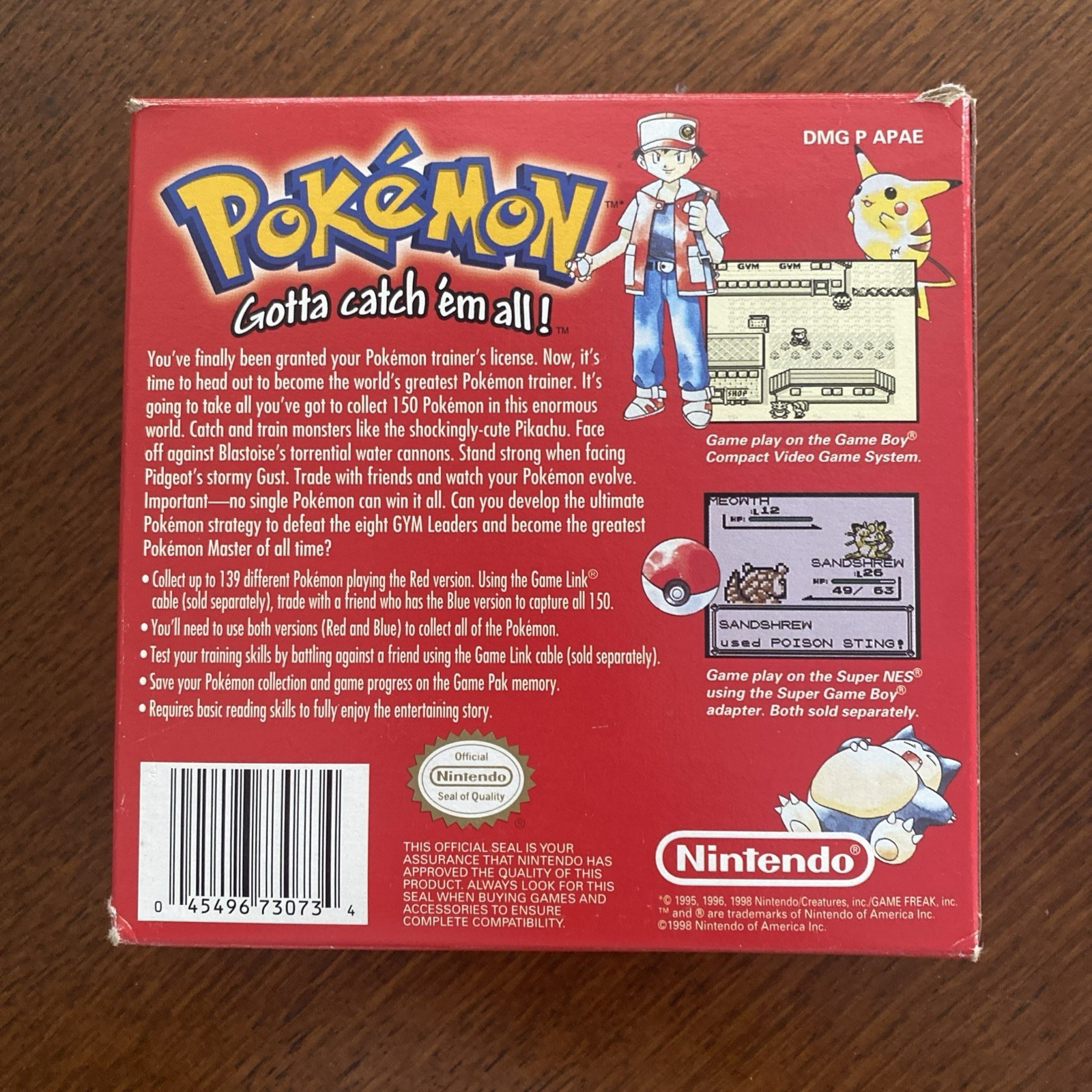 Pokemon Red Version Original Authentic Box, Guide & Protector – 1st Print Run