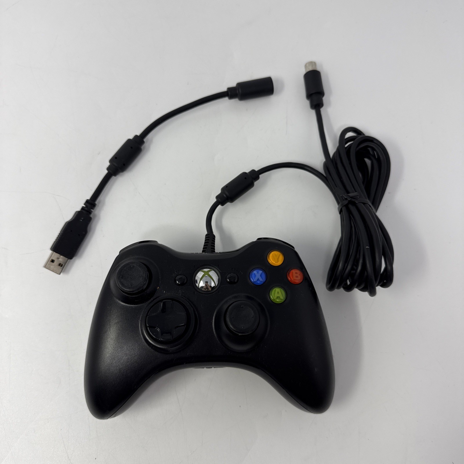Microsoft Xbox 360 Wired Controller Black OEM With USB Breakaway Cable – Tested