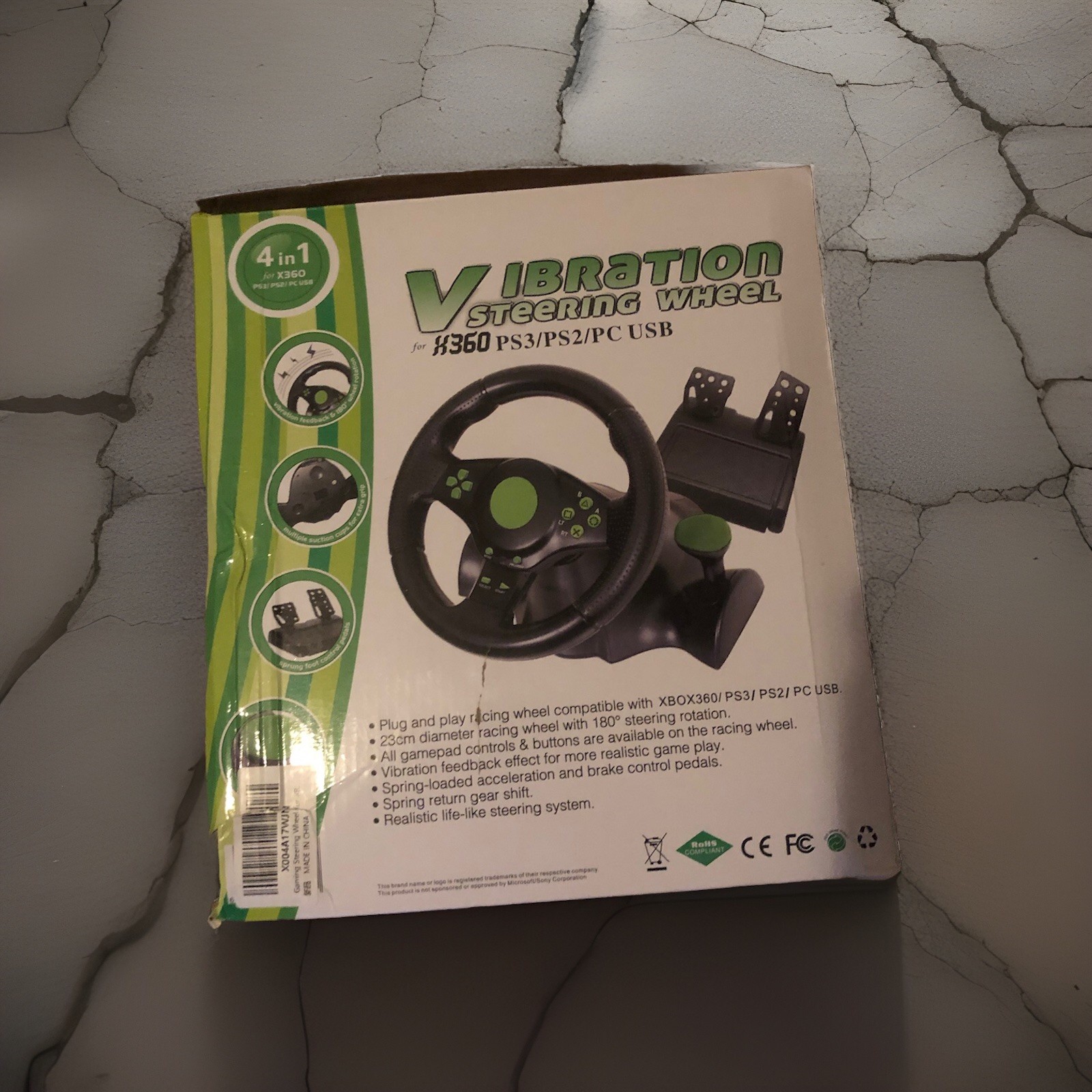 Vibration Steering Wheel for Racing Games PS2/PS3/PC USB, Gamers – New Open Box