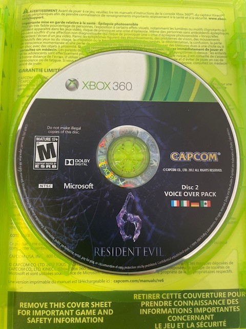 Resident Evil 6 (Microsoft Xbox 360) w/Man Tested Works