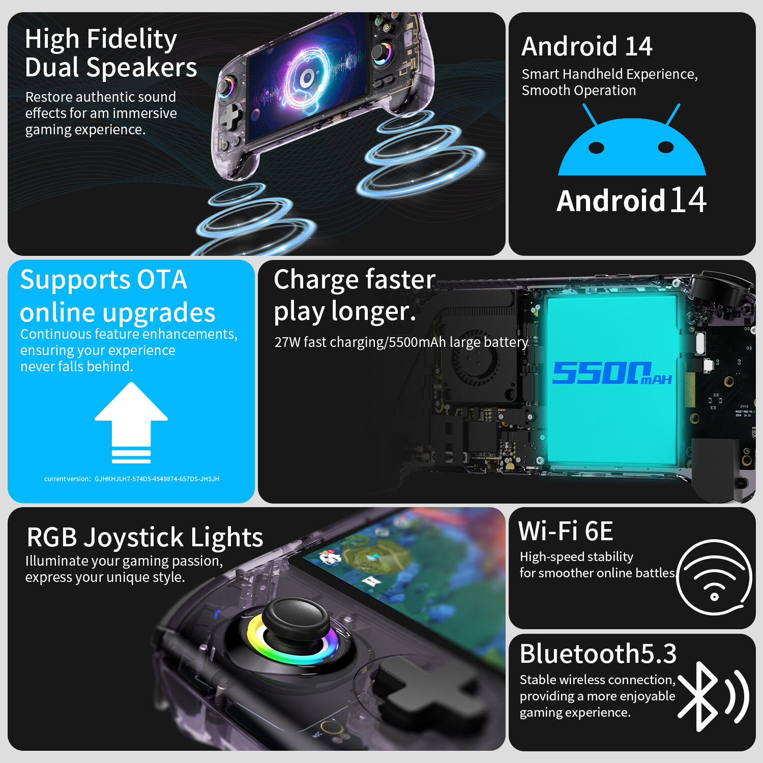 RG557 Handheld Game Console Android 14 5.48′ AMOLED Screen