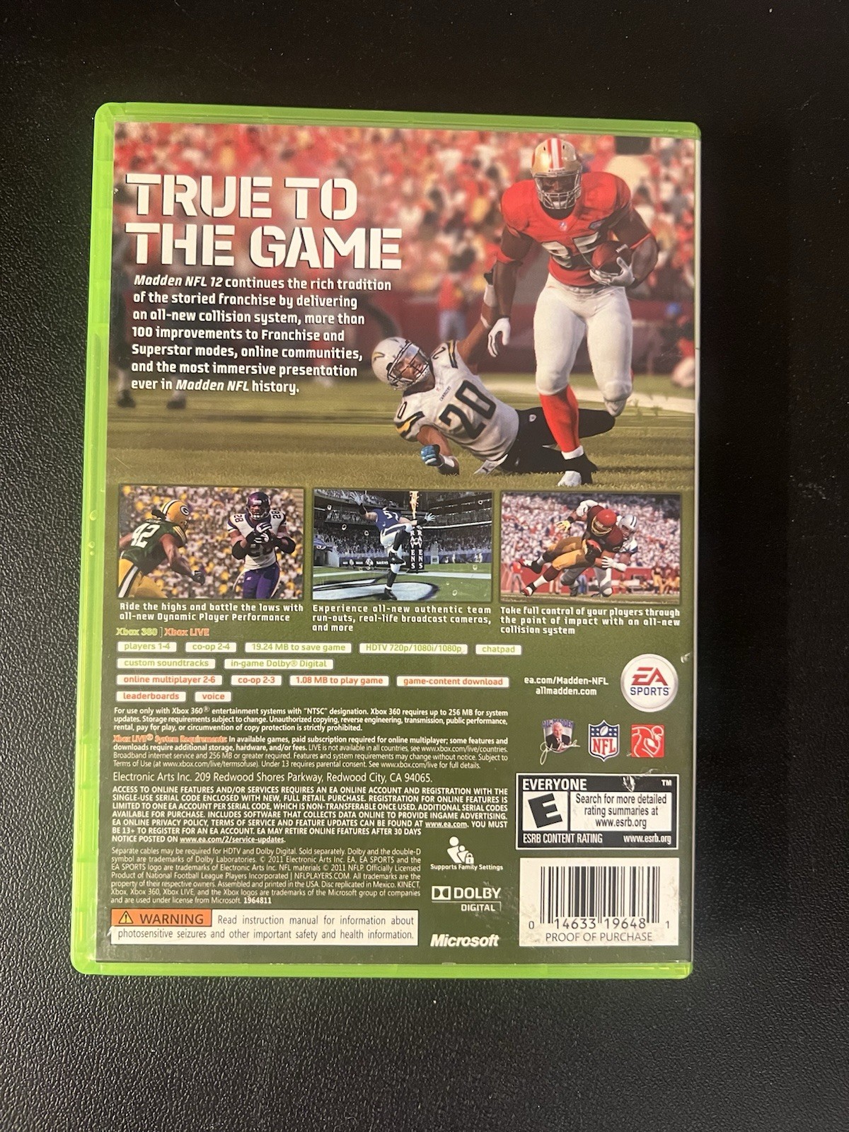 Madden NFL 12 (Microsoft Xbox 360, 2011) EA Sports Football Video Game NFL