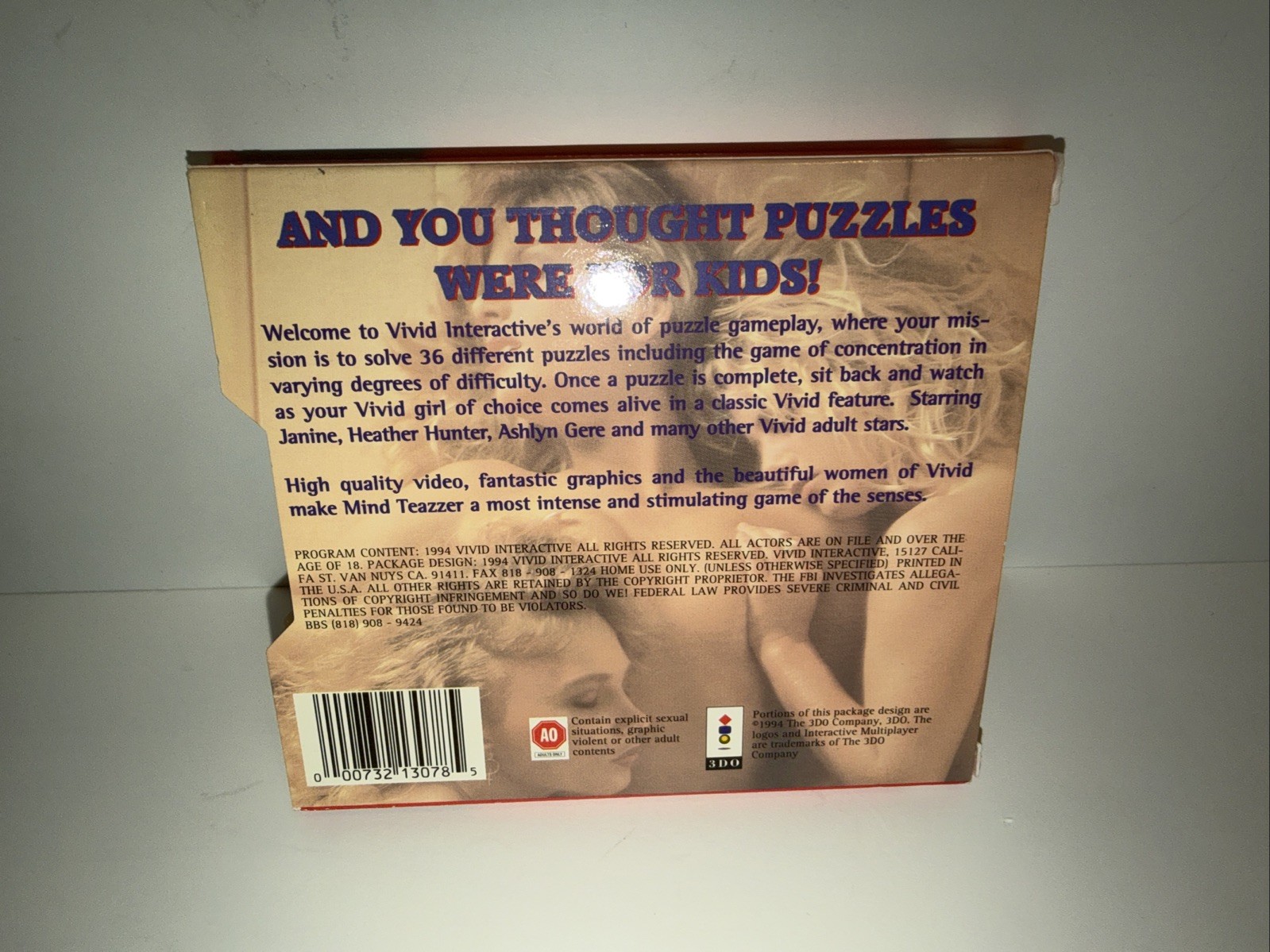 Mind Teazzer Cover Sleeve ONLY RARE 3DO Vivid Interactive Authentic Very NICE!