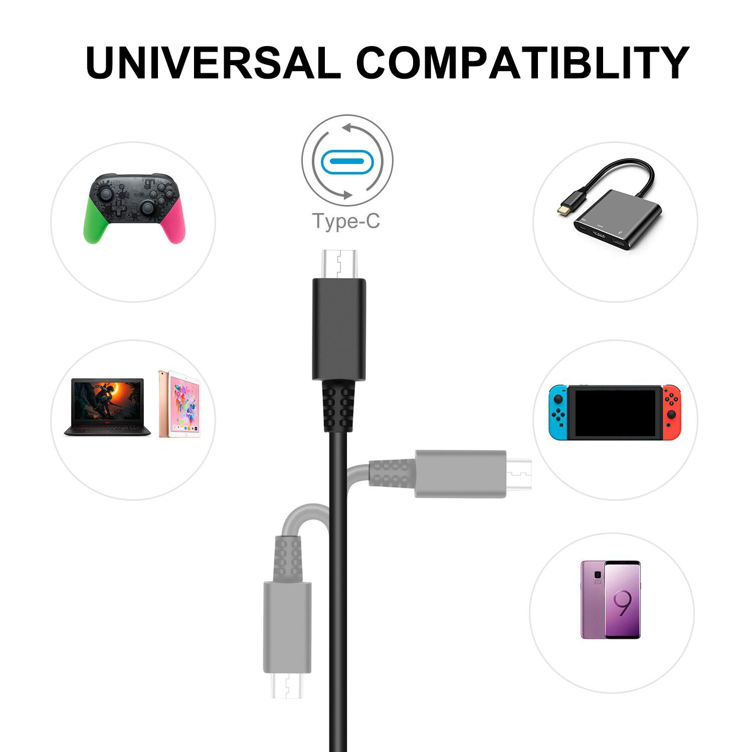For Nintendo Switch AC Power Adapter Charger HAC-002 Home Wall Travel US Cable