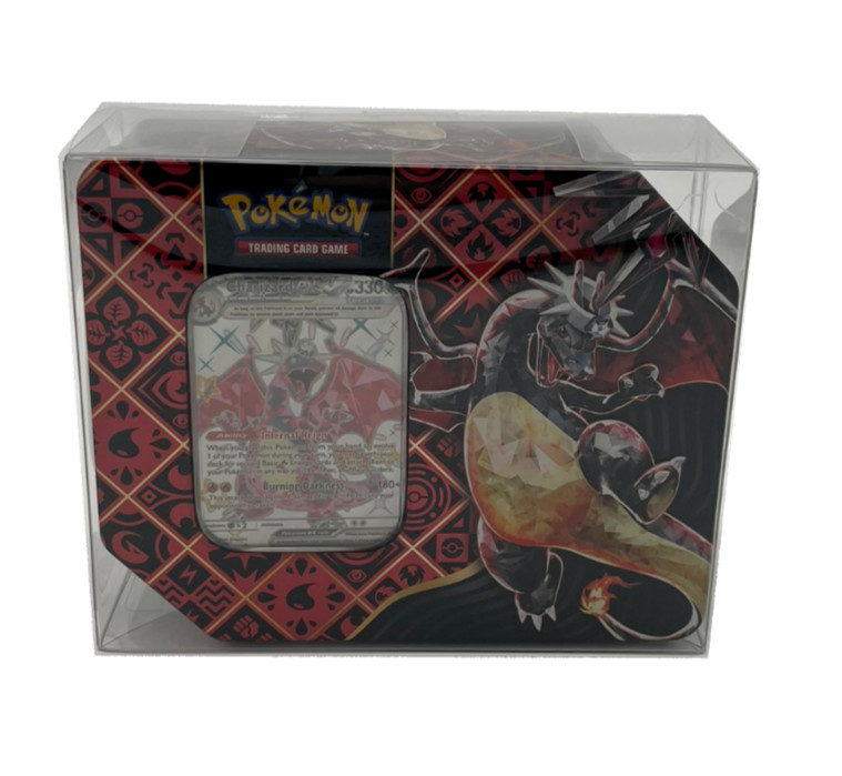 5PC Display Box For POKEMON TCG Tin Protecting Case Heavy Duty! Fit Sideways Tin