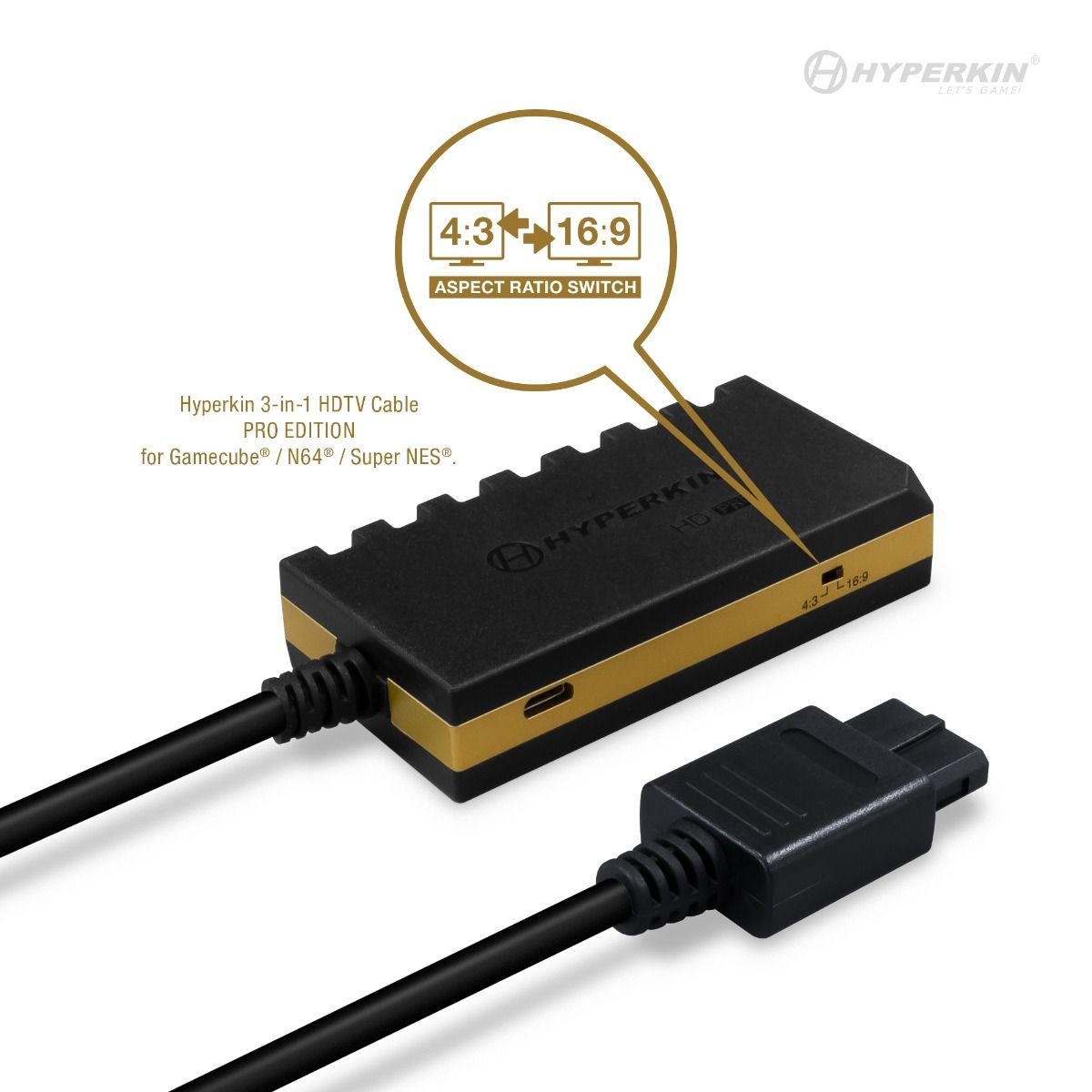 New 720p HDTV Cable HD Pro Edition W/ 4 Visual Modes for SNES , N64, GC to HD TV