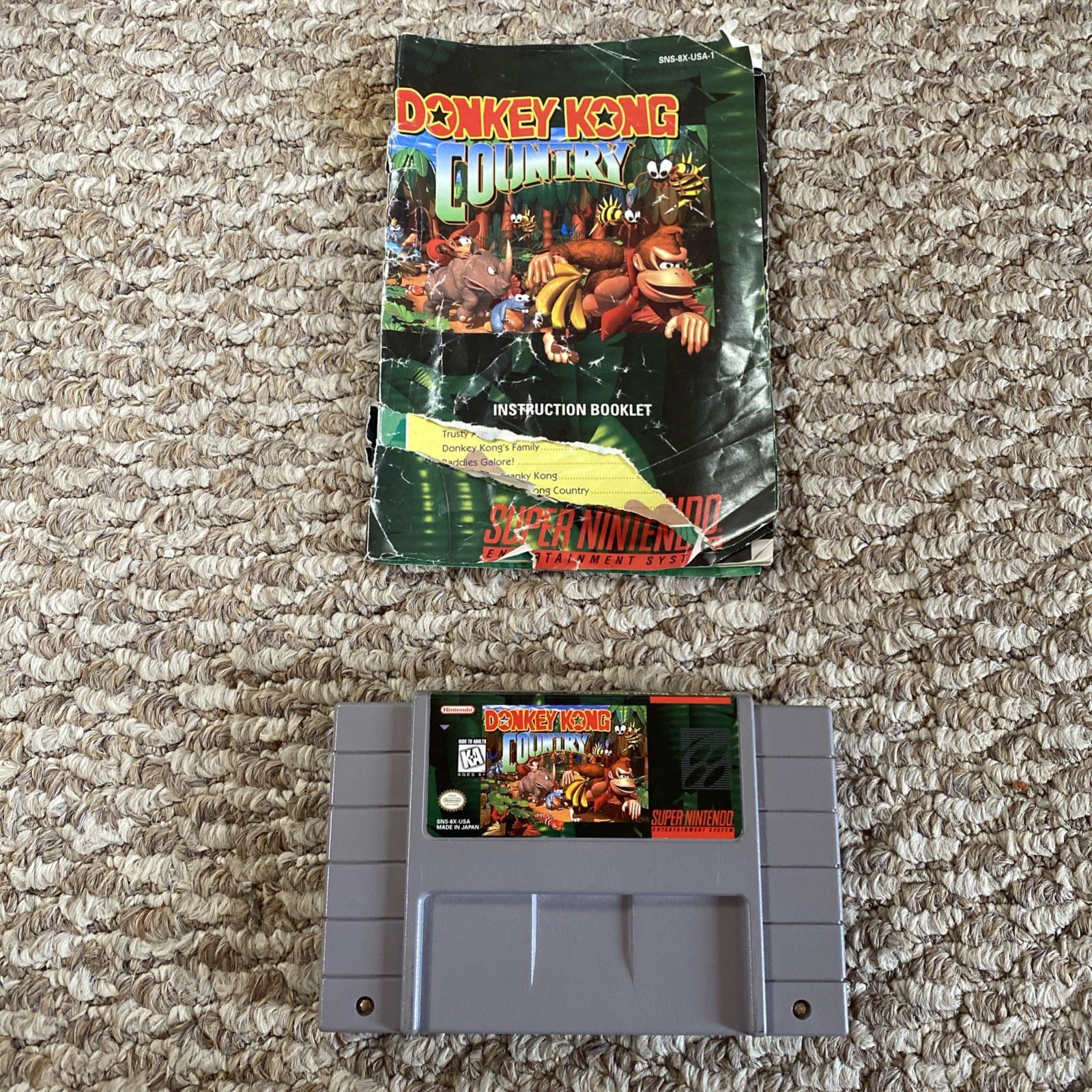 Donkey Kong Country Super Nintendo Entertainment System 1994 Tested Manual SNES