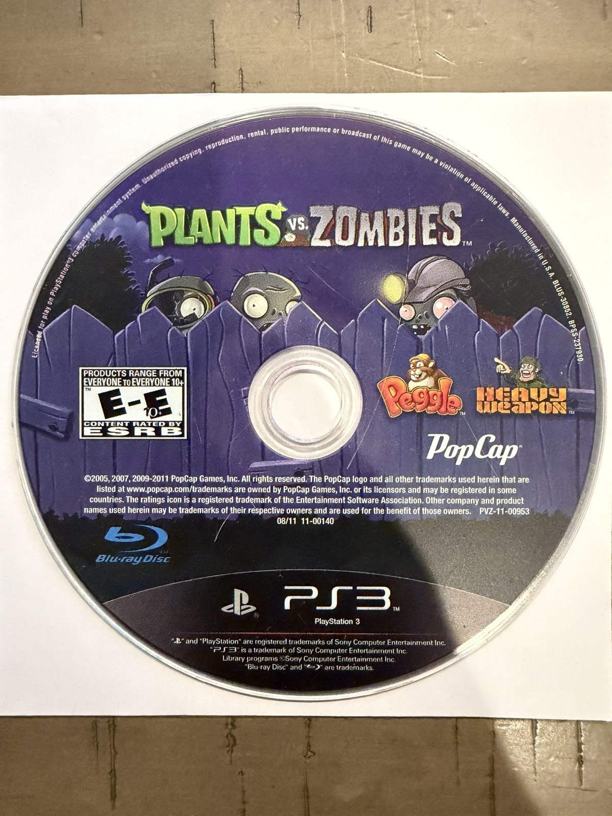 Plants vs. Zombies; Loose (Sony PlayStation 3, 2011)