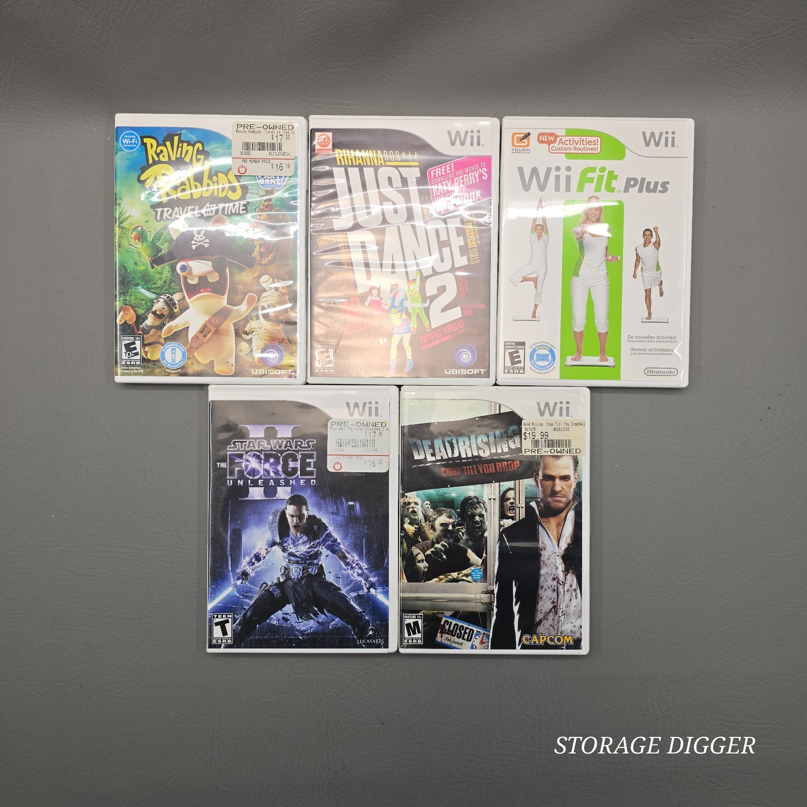 2000s Set of 5 Nintendo Wii Different Games in Cases, Made in USA