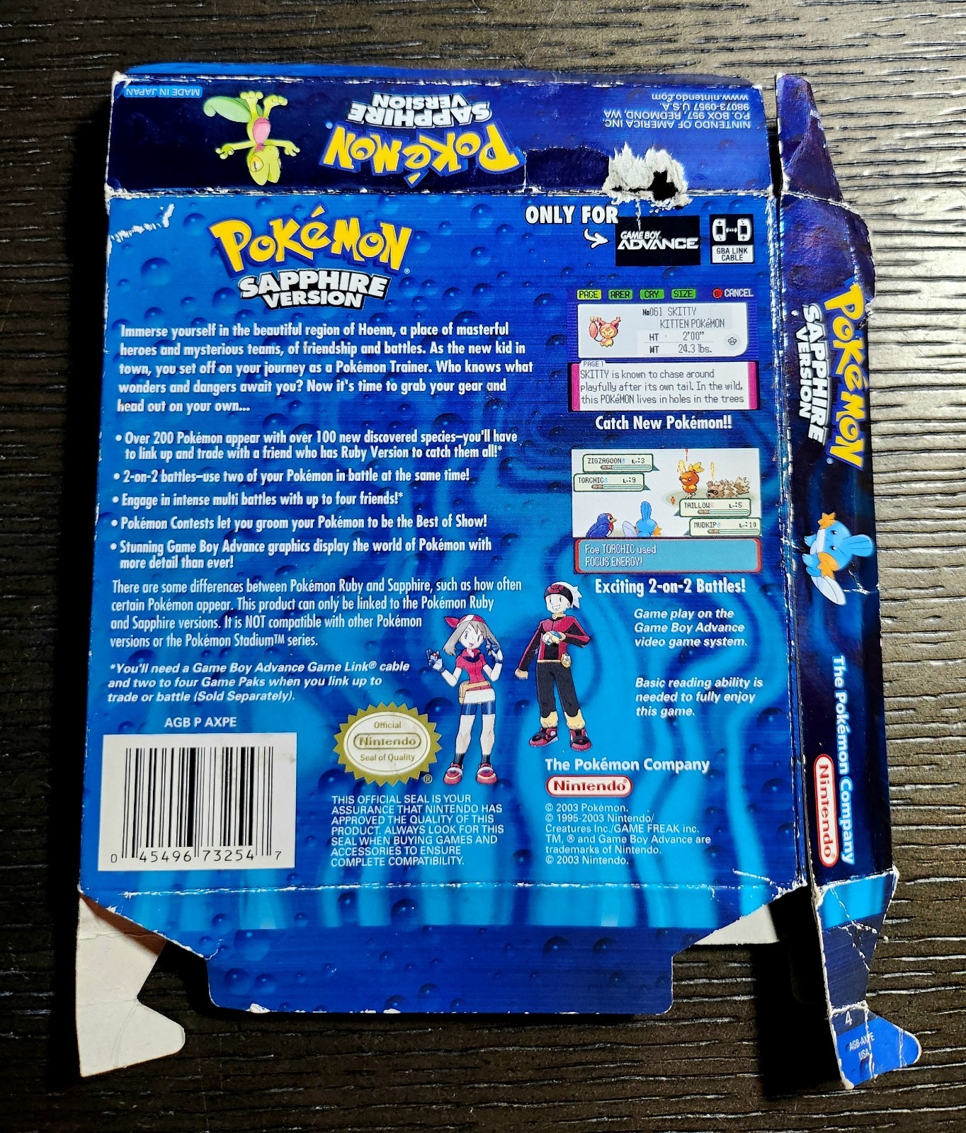 Nintendo GBA – Pokemon Sapphire AUTHENTIC ORIGINAL BOX ONLY GAMEBOY ADVANCE