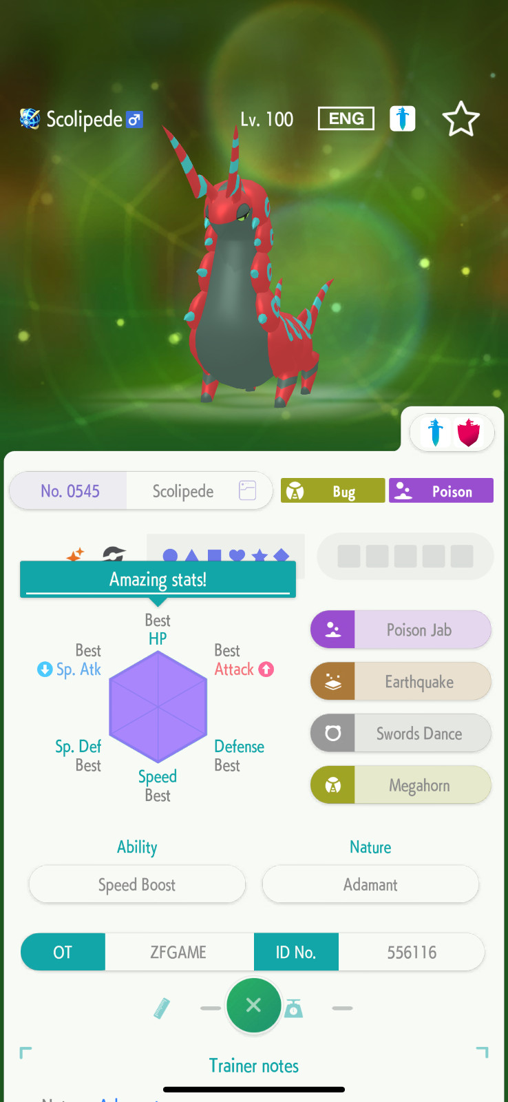 ✨6IV SHINY Scolipede + EVS🚀 POKEMON HOME✨Champions✨Online delivery⚡