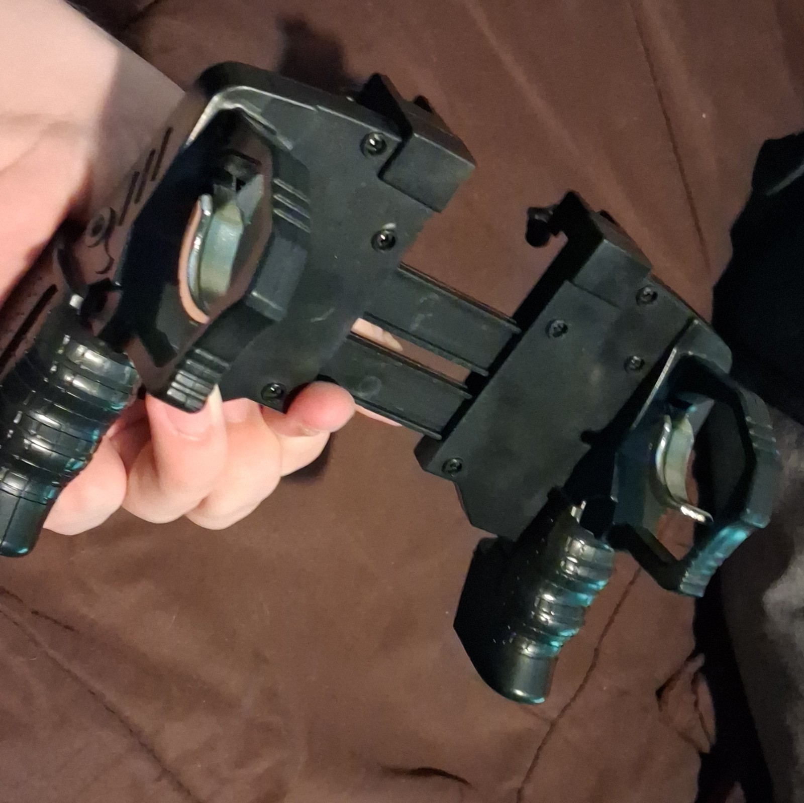 Black/Gray Dual Trigger Grip Controller External Attachment, Plastic