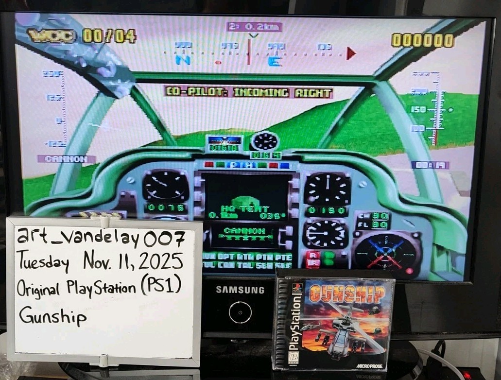 Gunship (PS1, 1996) *CIB w/ Reg Card + Case Protector* NM* Black Label* Tested!
