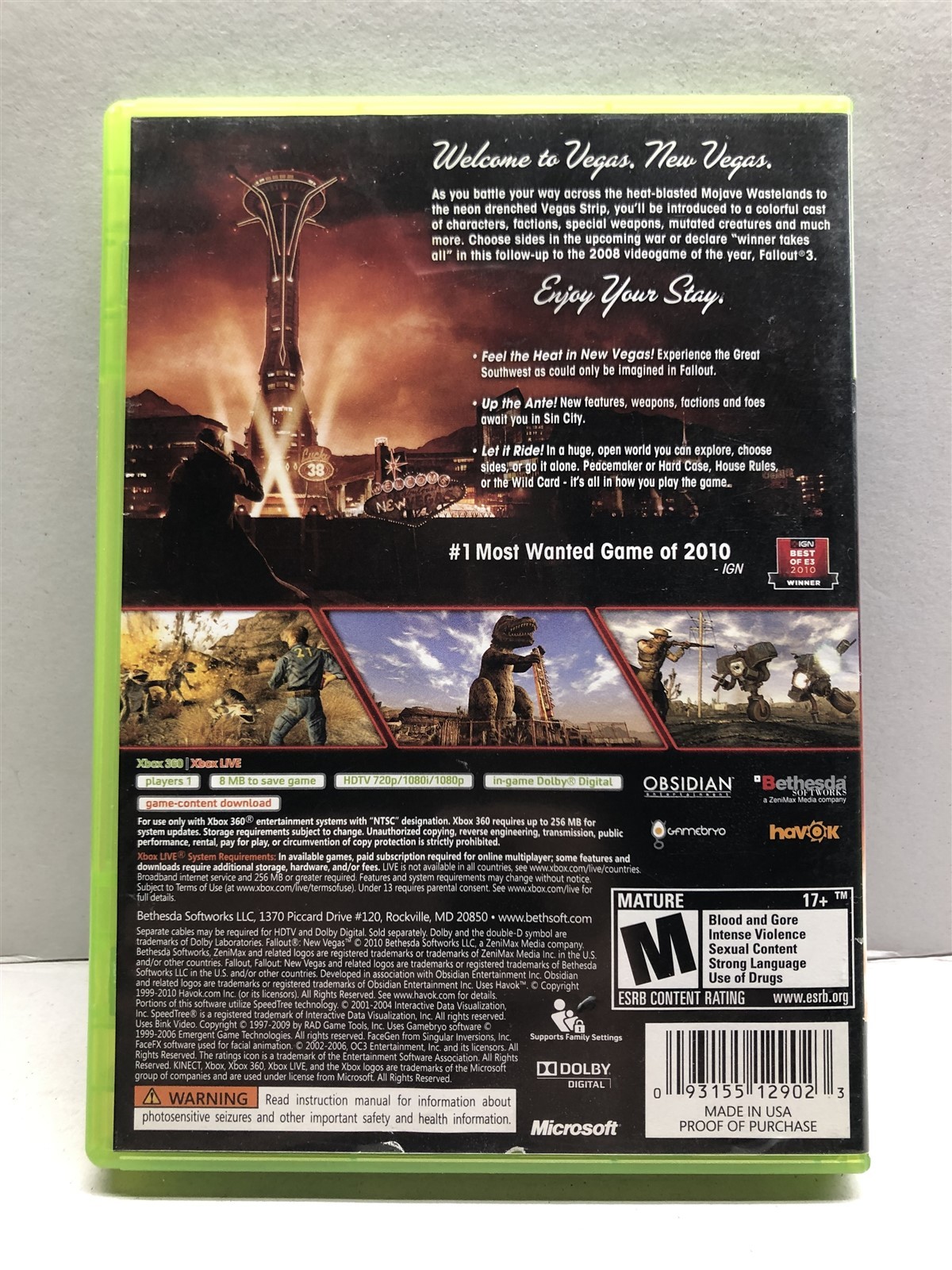 Fallout: New Vegas (Xbox 360, 2010) Complete Tested Working – Free Ship
