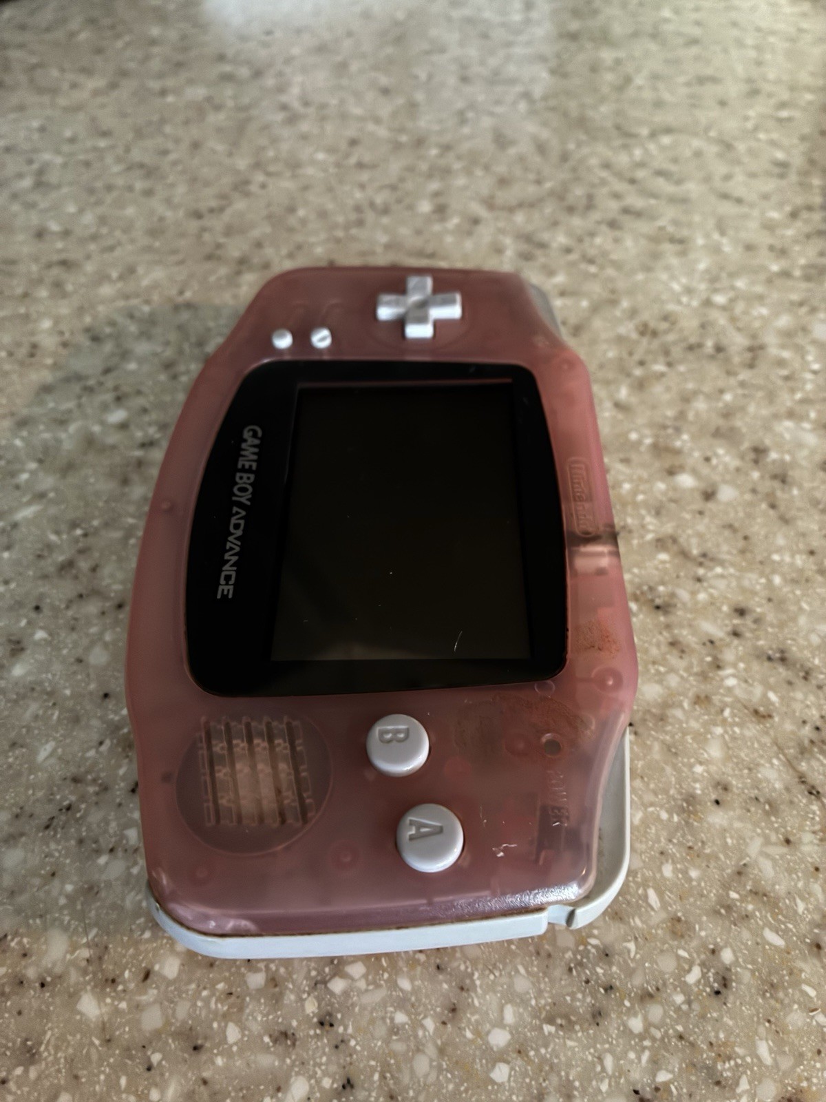 Nintendo Game Boy Advance Clear Pink Handheld Console AGB-001, Headphone Jack