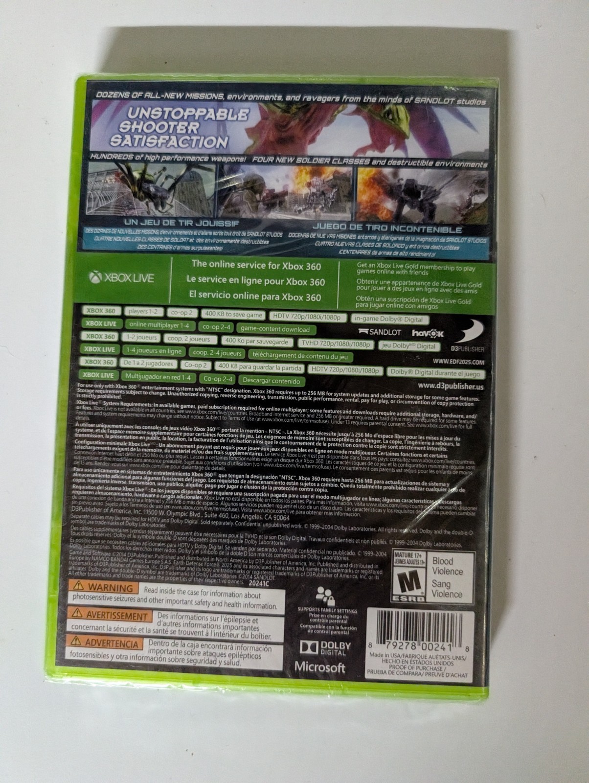 Earth Defense Force 2025 Shooter Xbox 360 D3 Publisher Multiplayer Co-op NTSC-U…