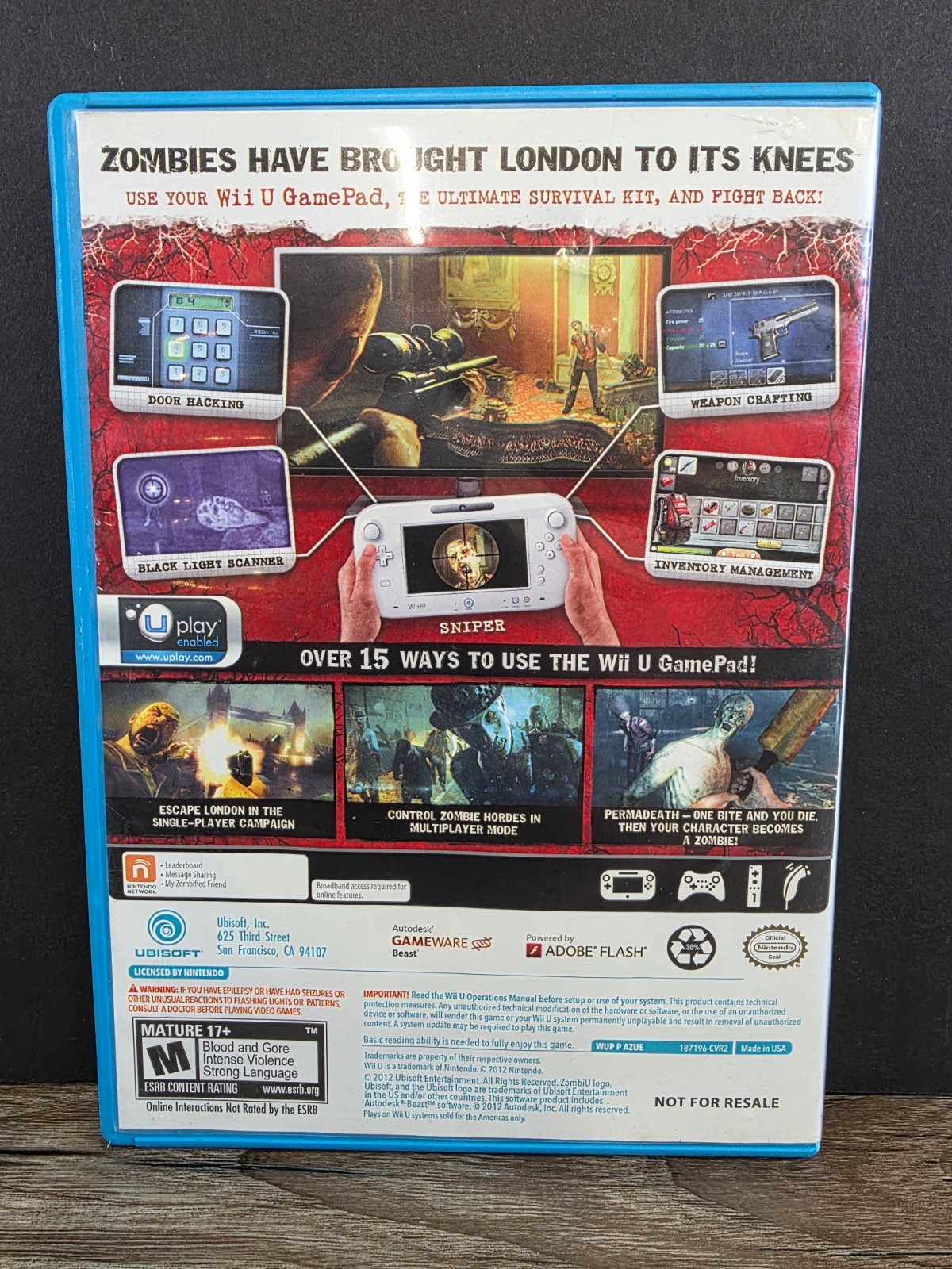 ZombiU (Nintendo Wii U, 2012) Tested And Working Complete In Box RATED M ZOMBIE