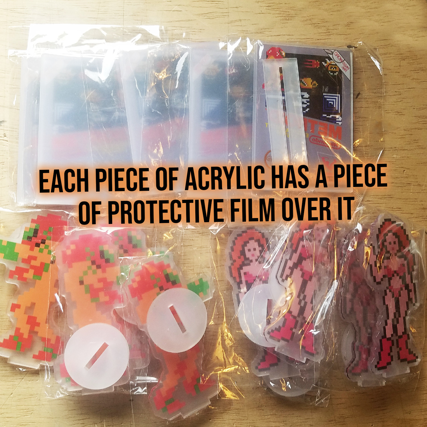 Metroid Acrylic Standee Set / Box art cover + Samus + Suitless bikini Samus
