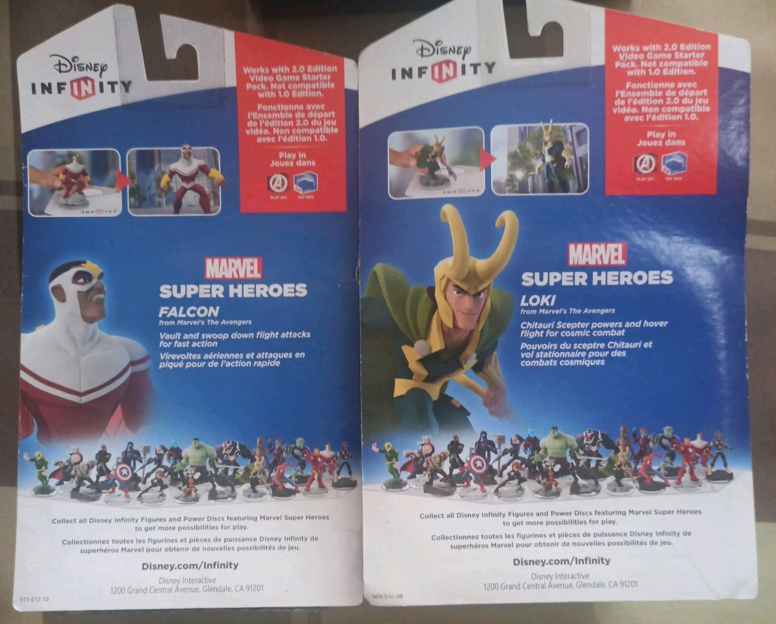 Disney Infinity 2.0 Lot 5 figures 2 Sealed 3 Loose Falcon Loki Thor Hawkeye Hulk