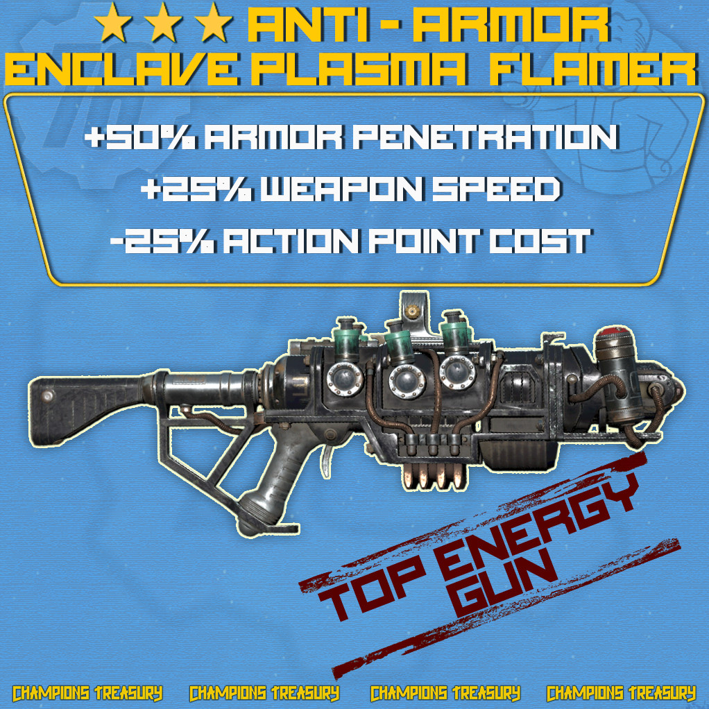 FALLOUT 76 PC ENCLAVE PLASMA FLAMER BARREL ANTI-ARMOR RAPID VATS OPTIMIZED +MOD