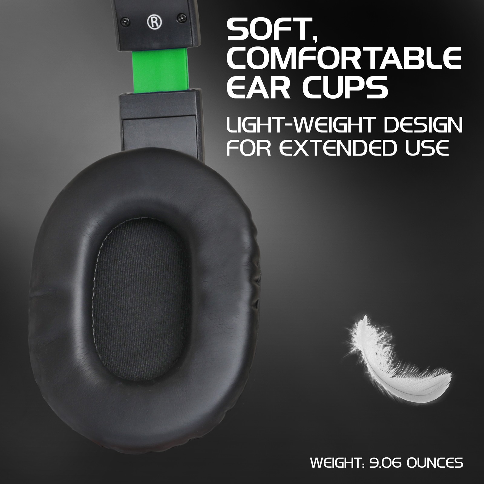 Gaming Headset with Rotating Microphone – Soft Adjustable Headband – Green