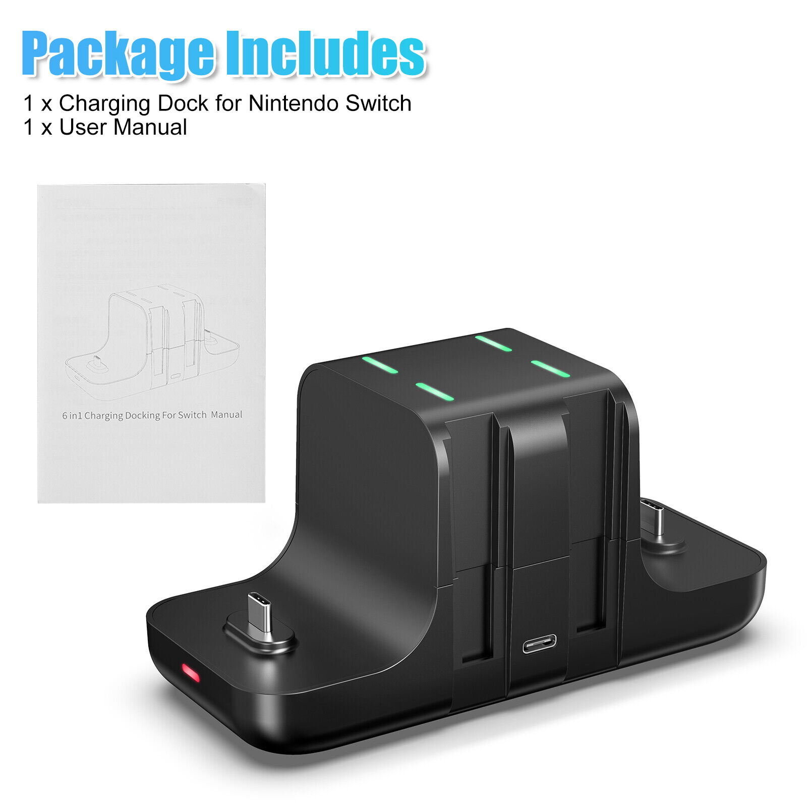 6-in-1 Charging Dock Charge Stand Station for Nintendo Switch Joy-Con Controller