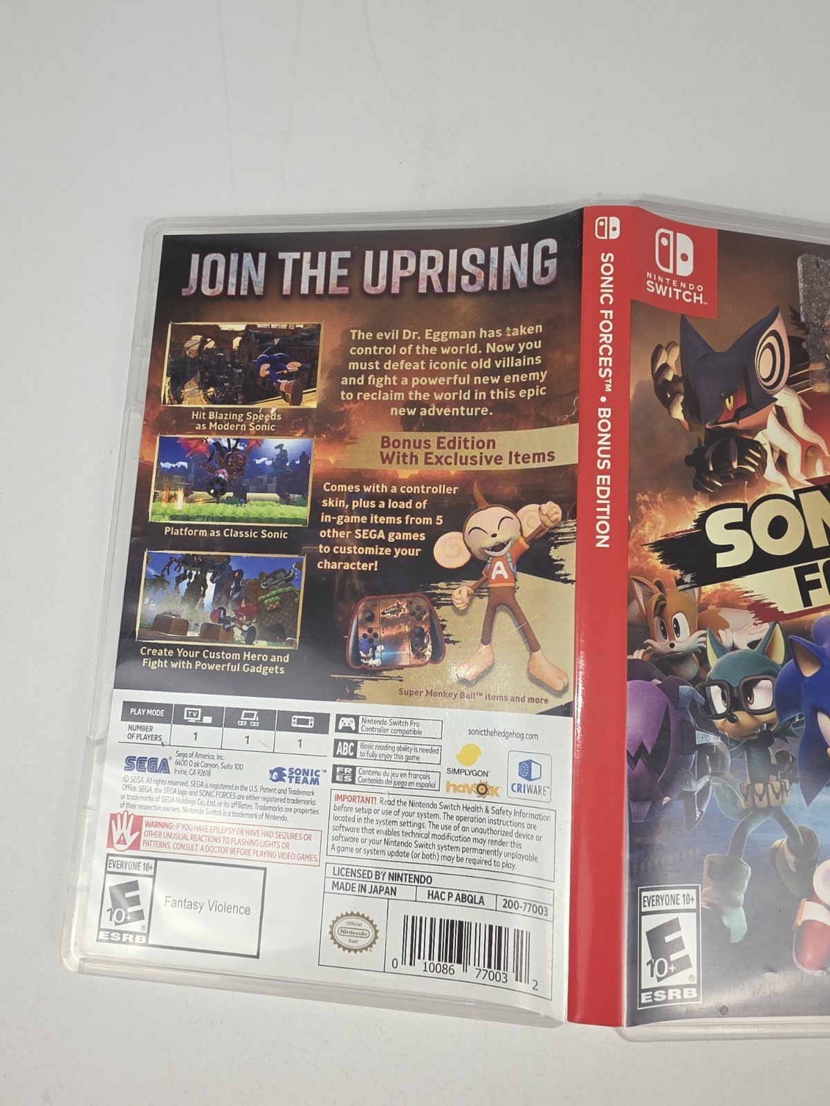 Sonic Forces Bonus Edition- Nintendo Switch