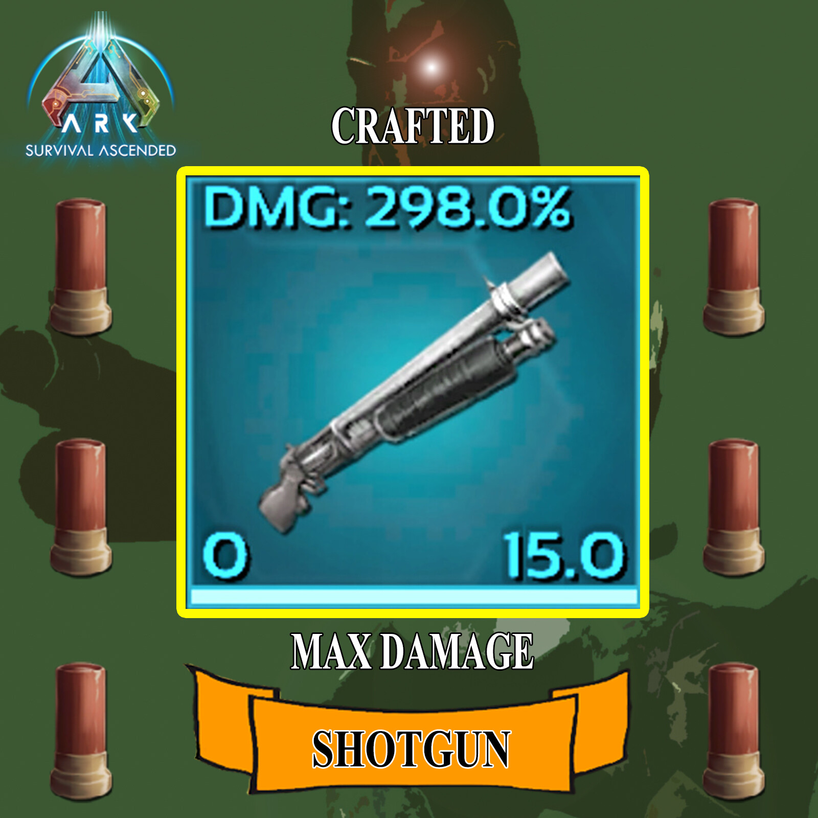Ark Survival Ascended PC/PS5/XBOX – Official PVE – ASCENDANT SHOTGUN 298% & AMMO